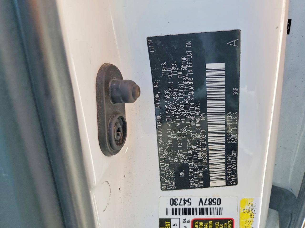 2014 Toyota Sienna Xle 7-passenger White vin: 5TDDK3DC0ES079210