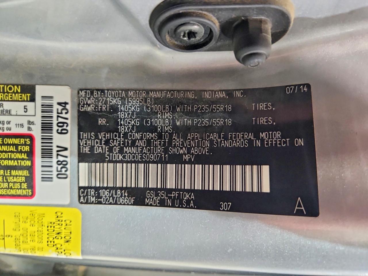 2014 Toyota Sienna Xle 7-passenger Silver vin: 5TDDK3DC0ES090711