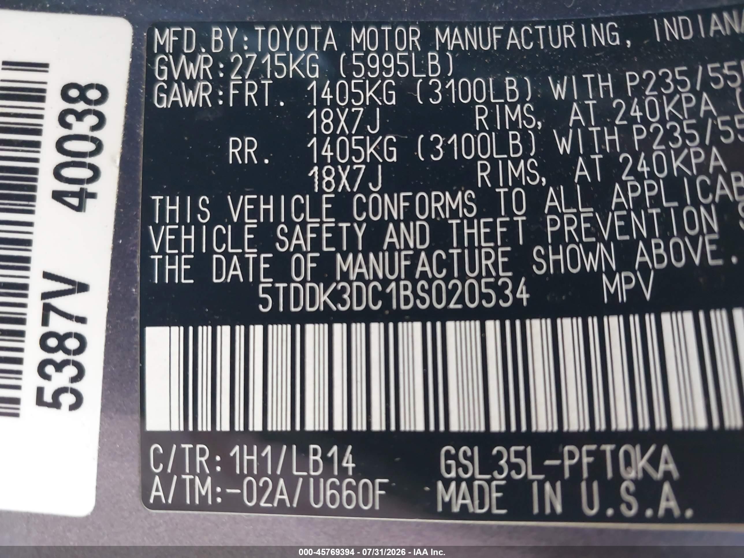 2011 Toyota Sienna Xle Gray vin: 5TDDK3DC1BS020534