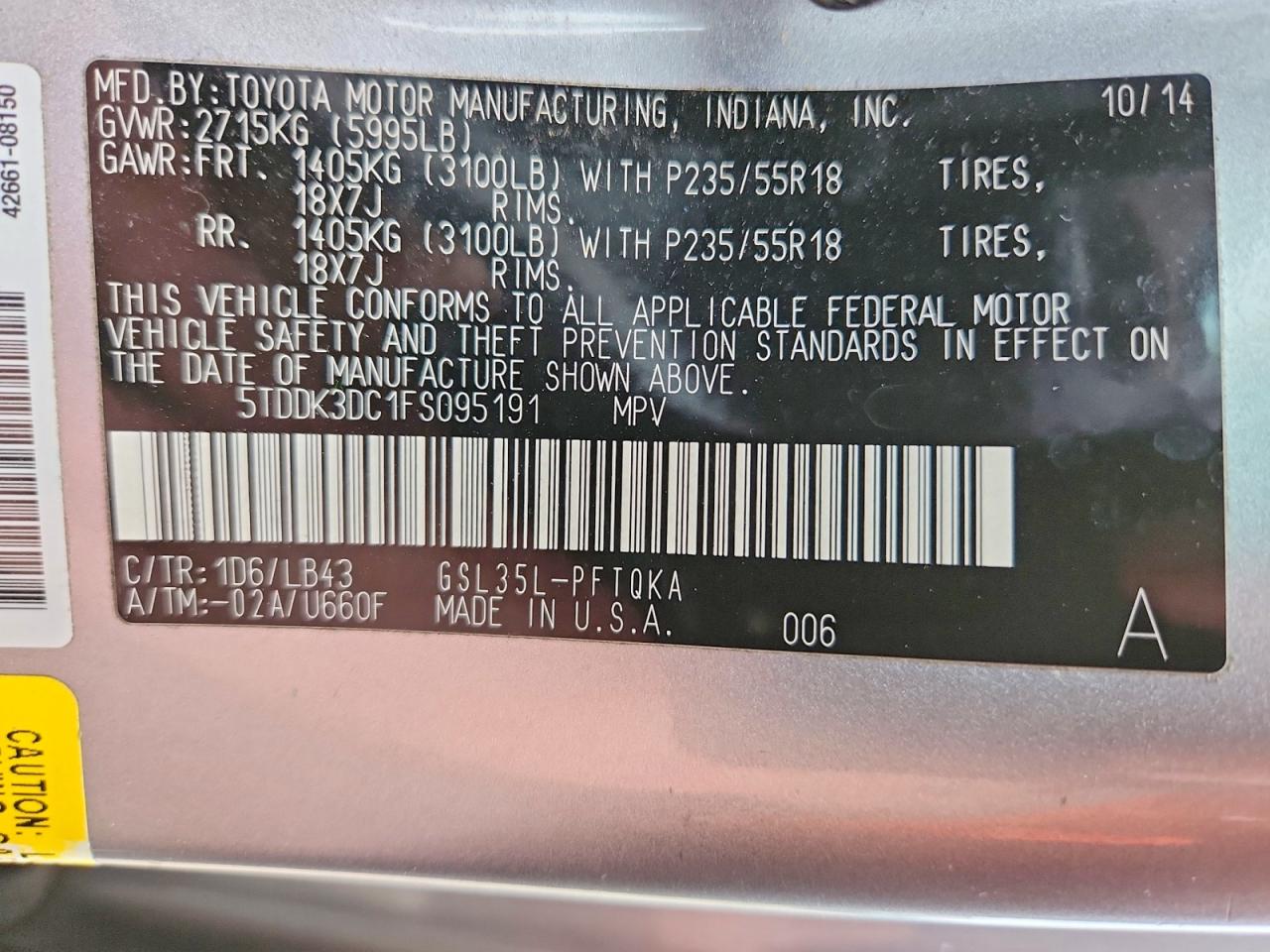 2015 Toyota Sienna Limited Premium 7-passenger Silver vin: 5TDDK3DC1FS095191