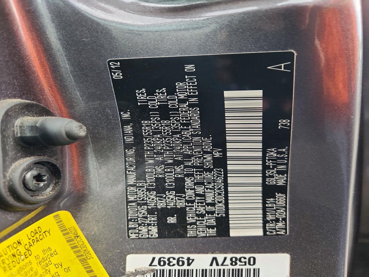 2012 Toyota Sienna Xle 7-passenger Серый vin: 5TDDK3DC2CS046223