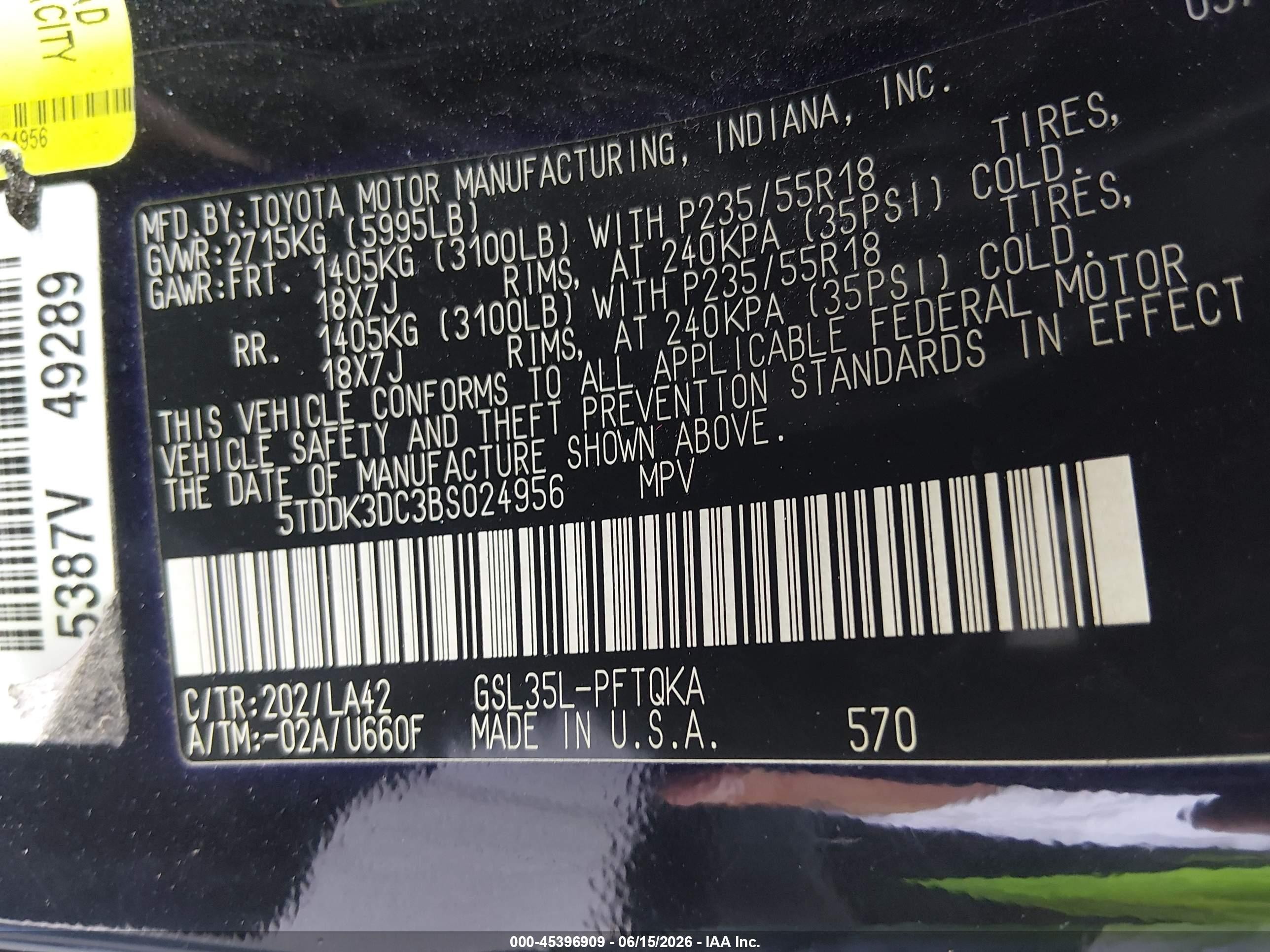 2011 Toyota Sienna Limited Черный vin: 5TDDK3DC3BS024956