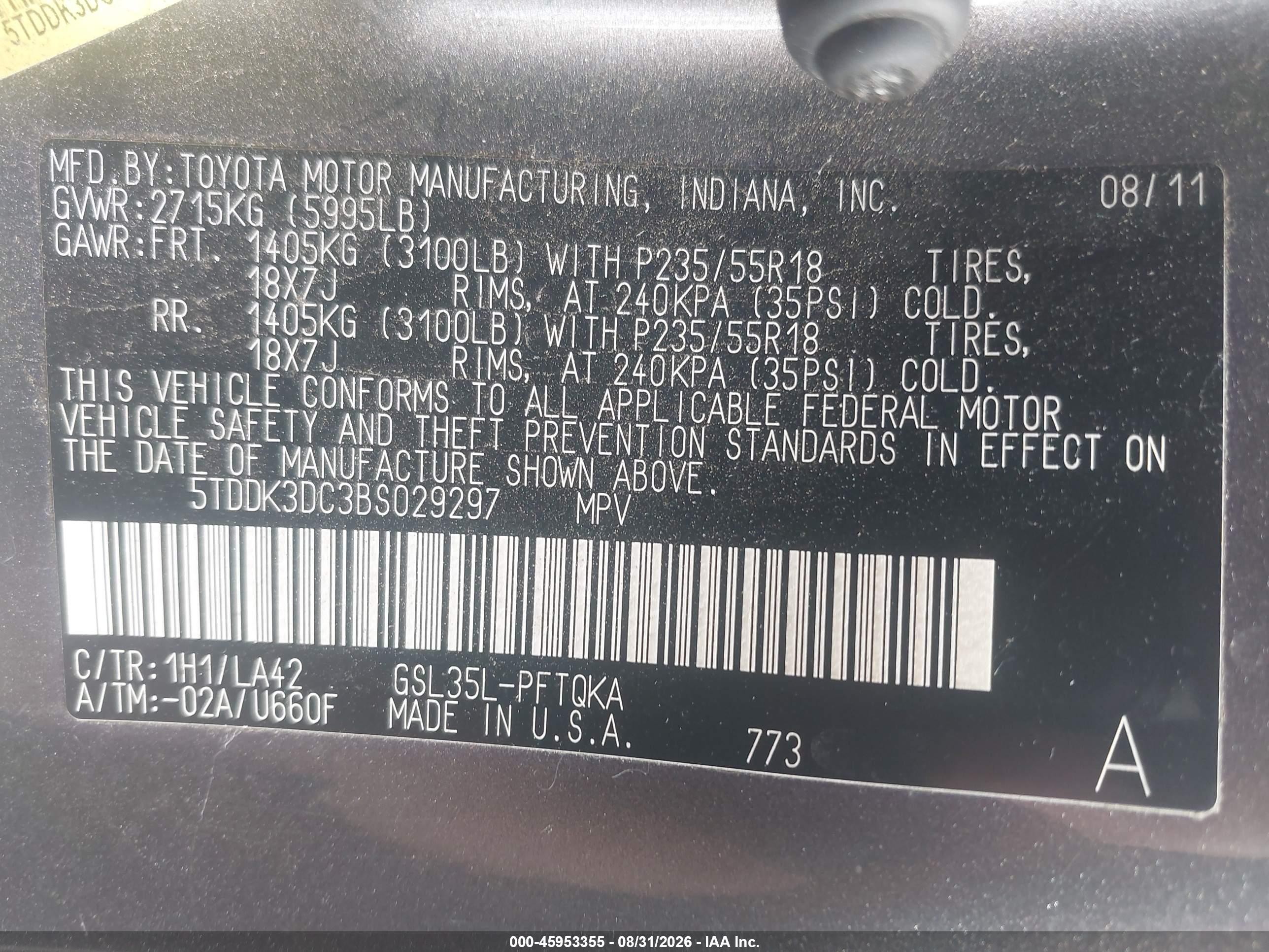 2011 Toyota Sienna Limited Gray vin: 5TDDK3DC3BS029297