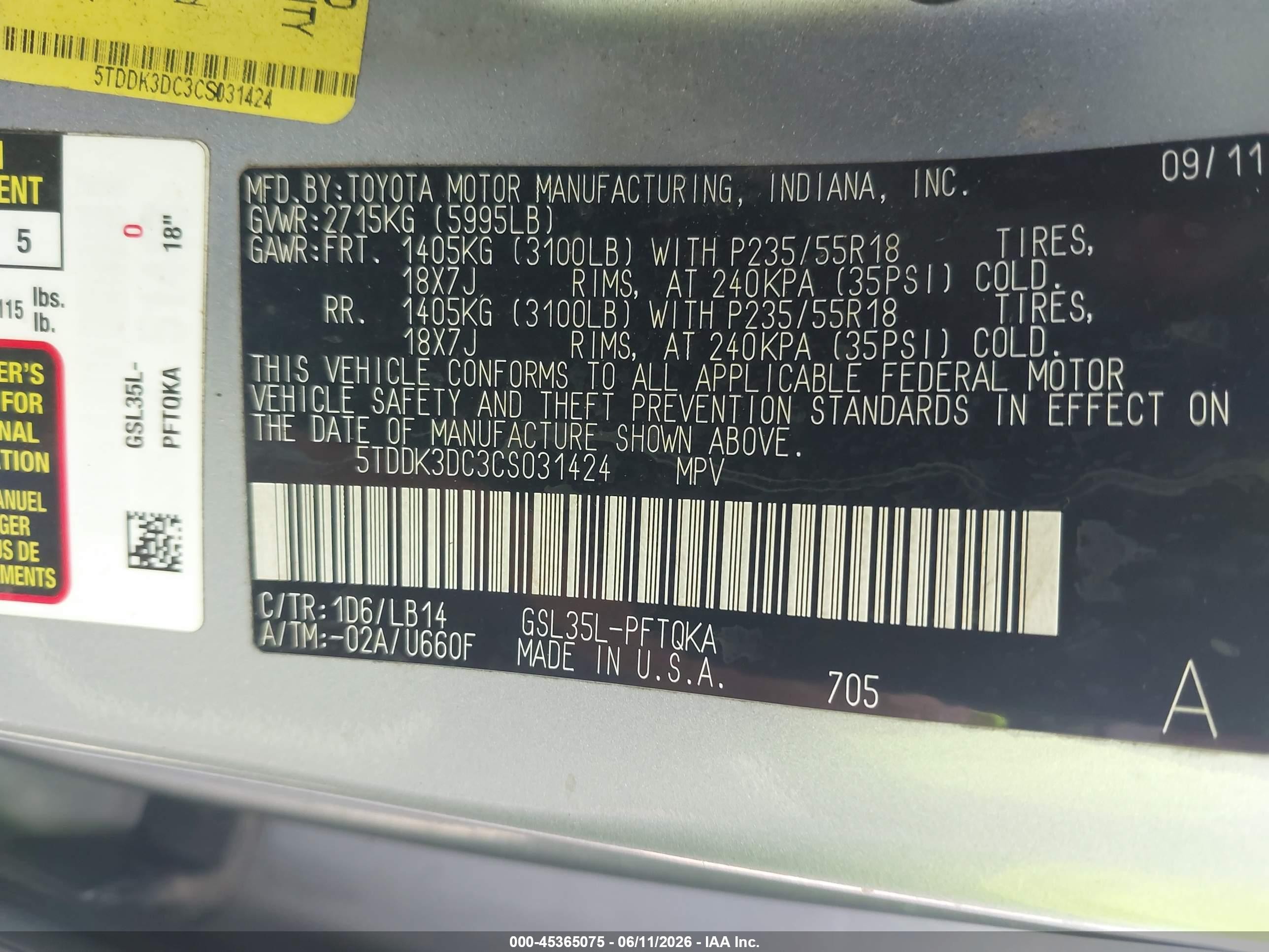 2012 Toyota Sienna Xle 7 Passenger Silver vin: 5TDDK3DC3CS031424