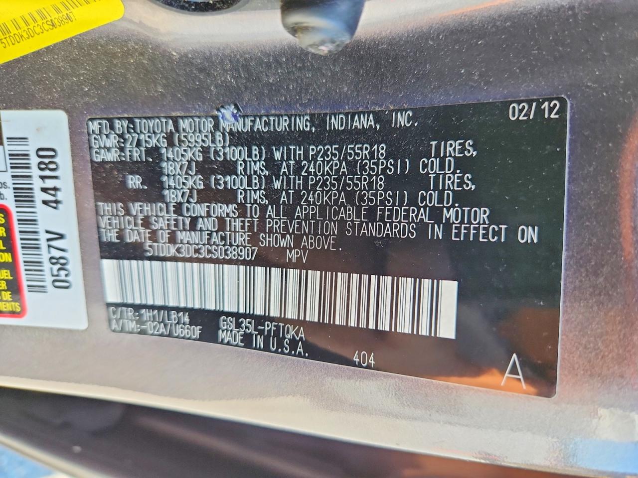 2012 Toyota Sienna Xle 7-passenger Silver vin: 5TDDK3DC3CS038907