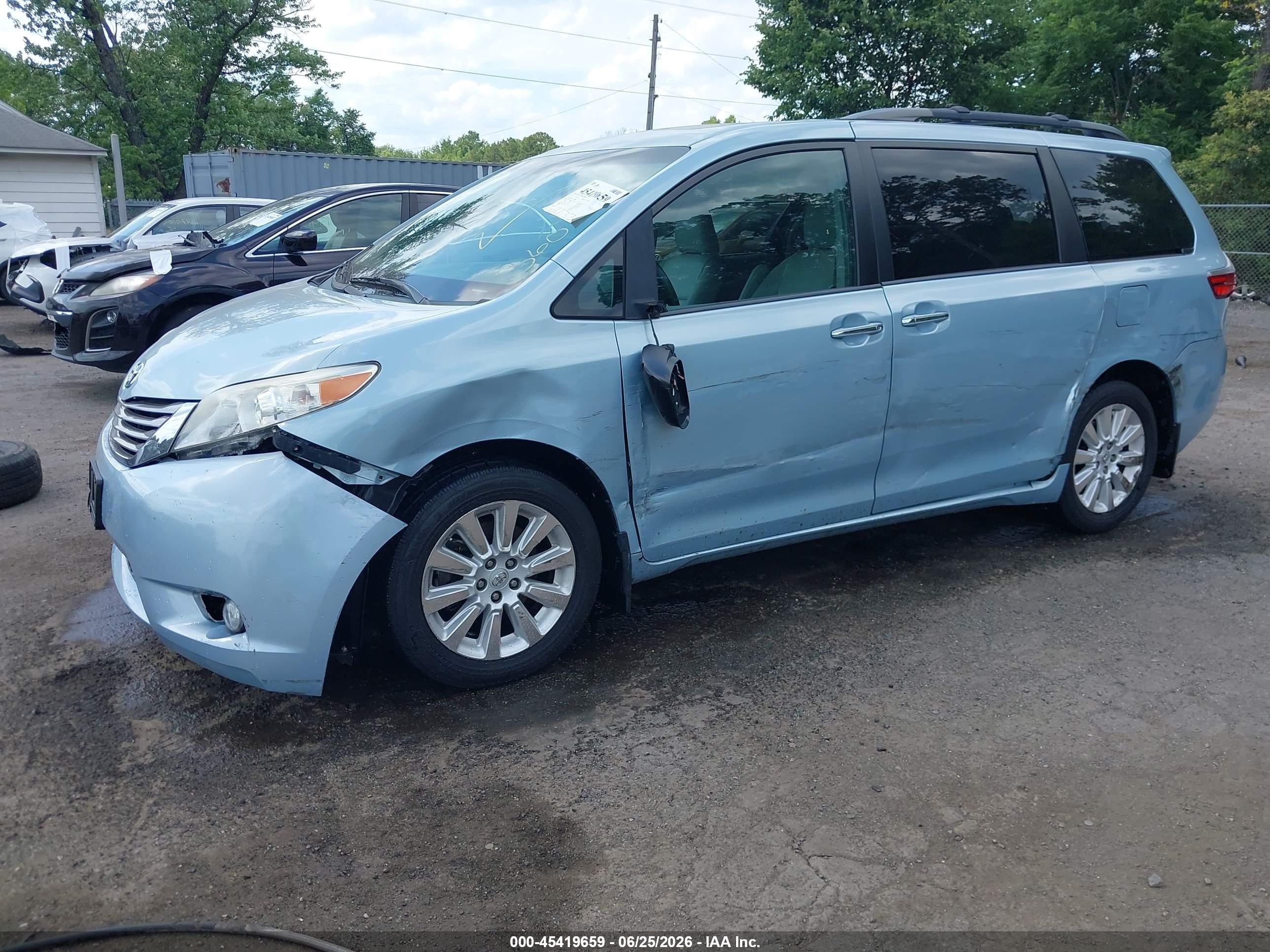 2015 Toyota Sienna Xle Premium 7 Passenger Light Blue vin: 5TDDK3DC3FS098948