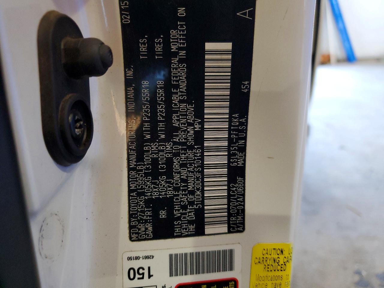 2015 Toyota Sienna Xle Premium 7-passenger White vin: 5TDDK3DC3FS101461
