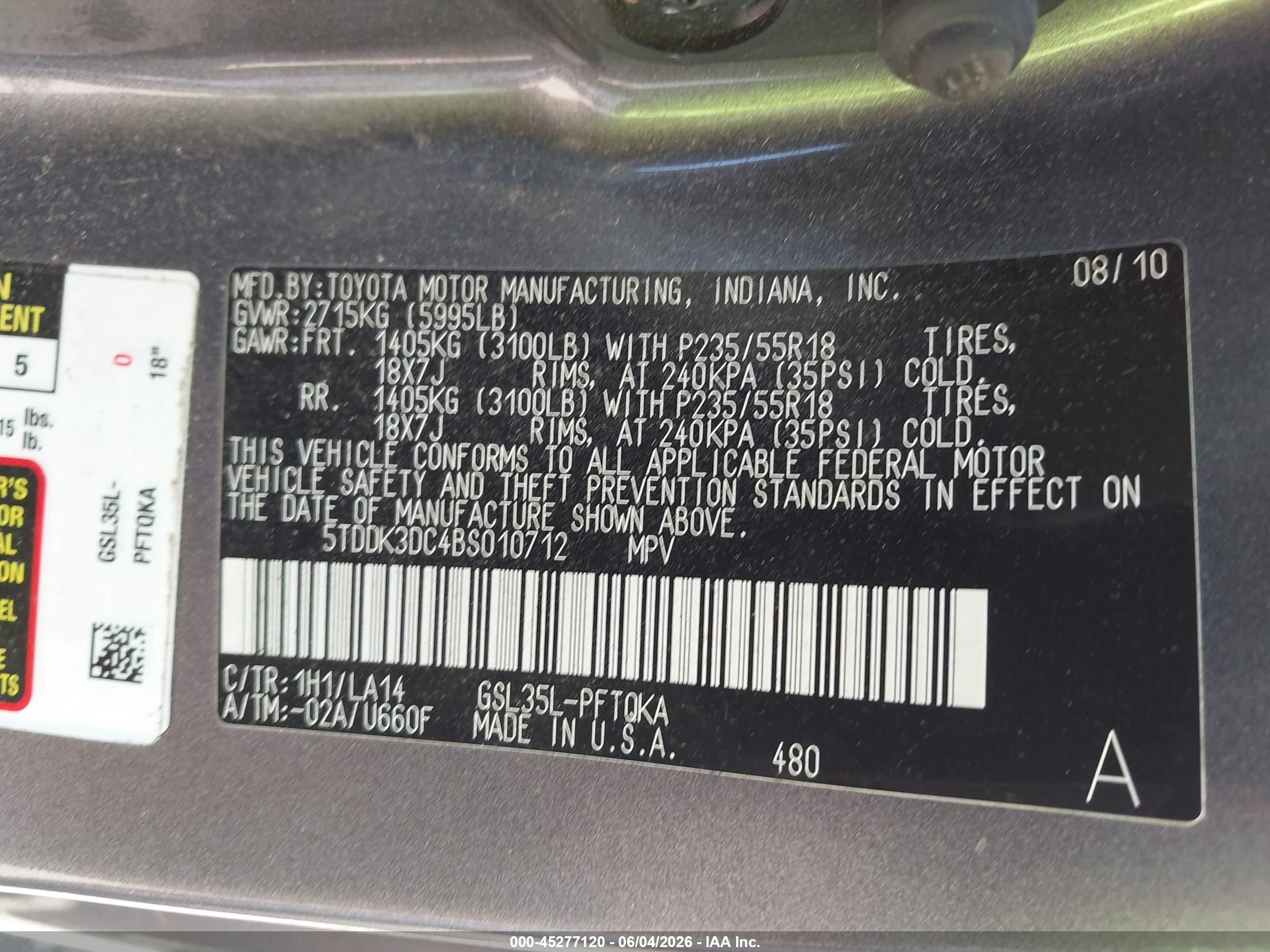 2011 Toyota Sienna Limited Gray vin: 5TDDK3DC4BS010712