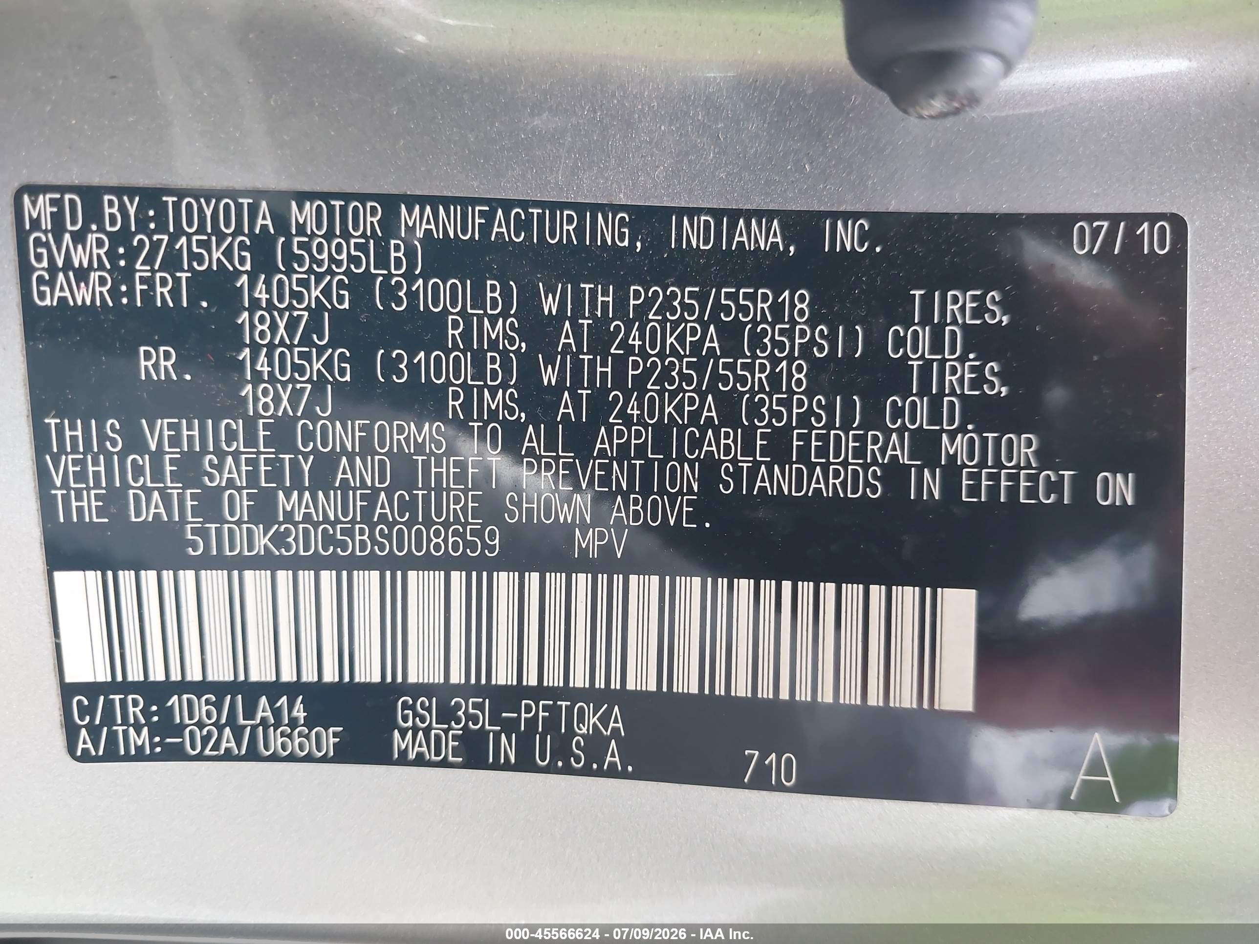 2011 Toyota Sienna Limited Silver vin: 5TDDK3DC5BS008659