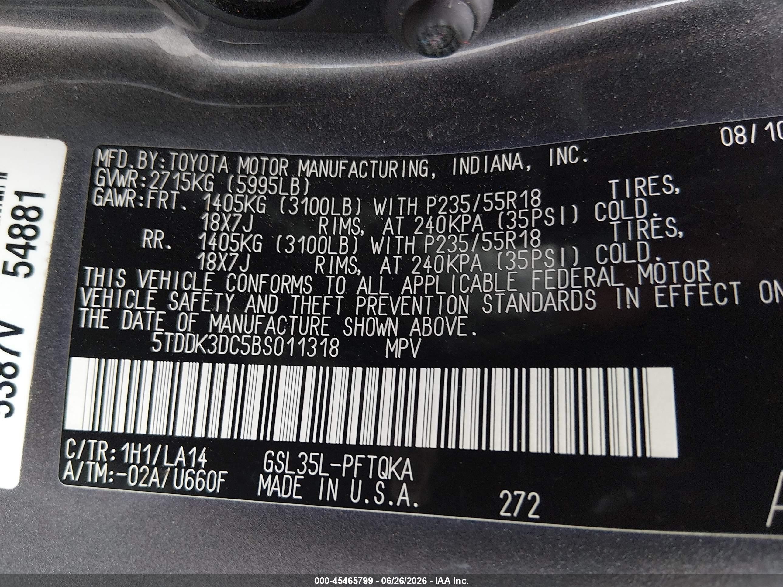 2011 Toyota Sienna Limited Gray vin: 5TDDK3DC5BS011318