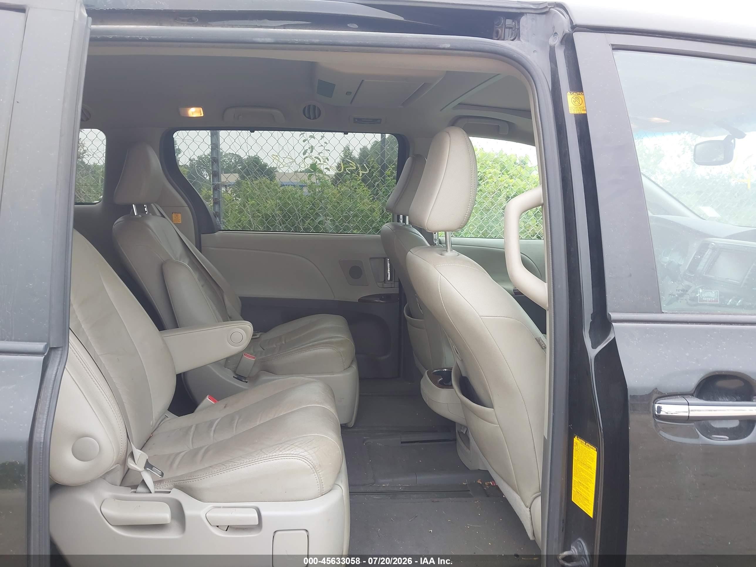 2012 Toyota Sienna Xle 7 Passenger Black vin: 5TDDK3DC5CS035068