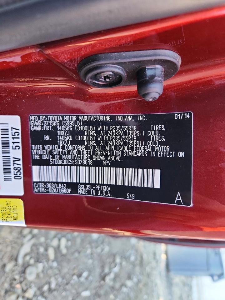 2014 Toyota Sienna Xle 7-passenger Red vin: 5TDDK3DC5ES078618