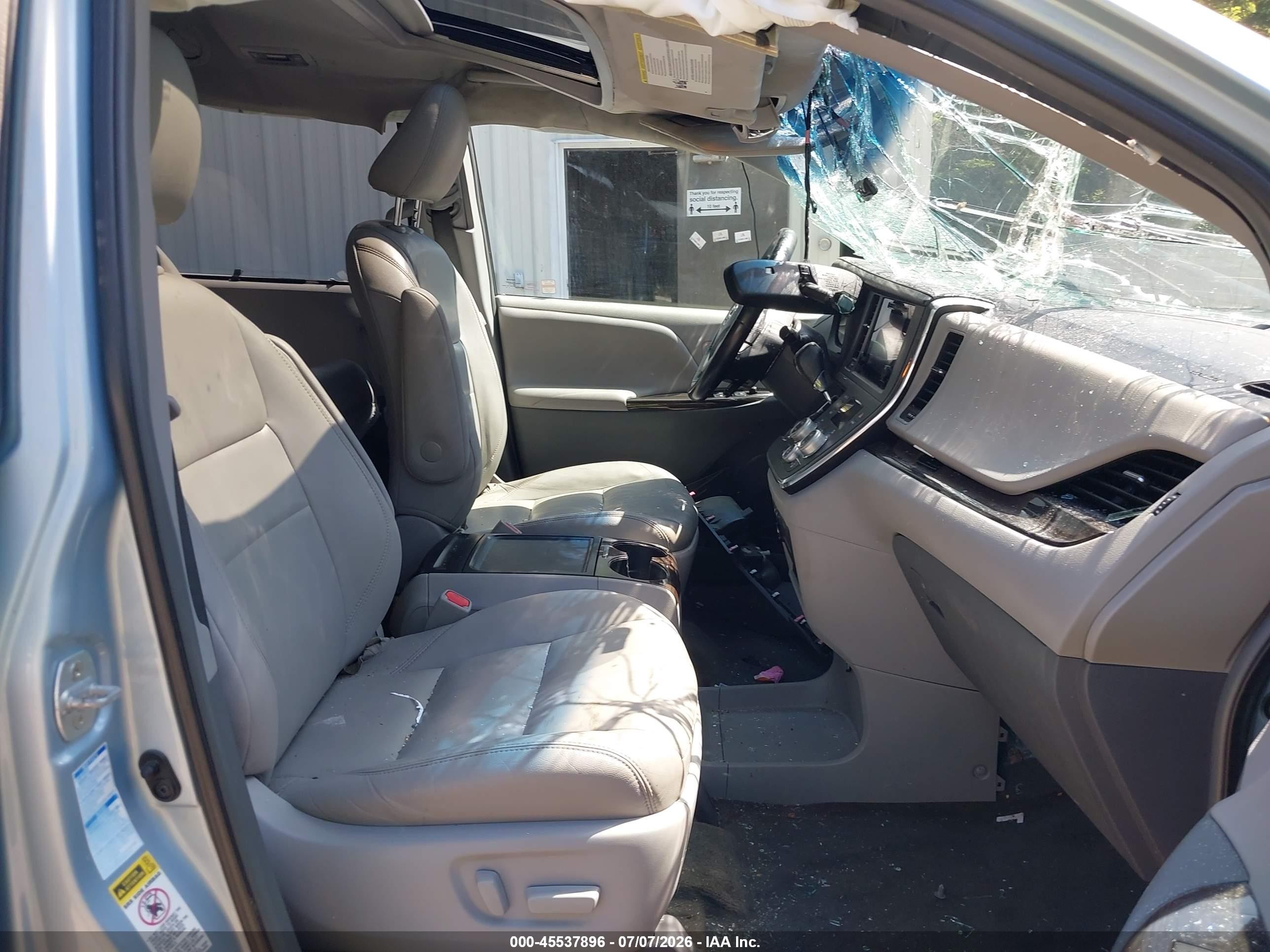 2015 Toyota Sienna Xle 7 Passenger Light Blue vin: 5TDDK3DC5FS098160
