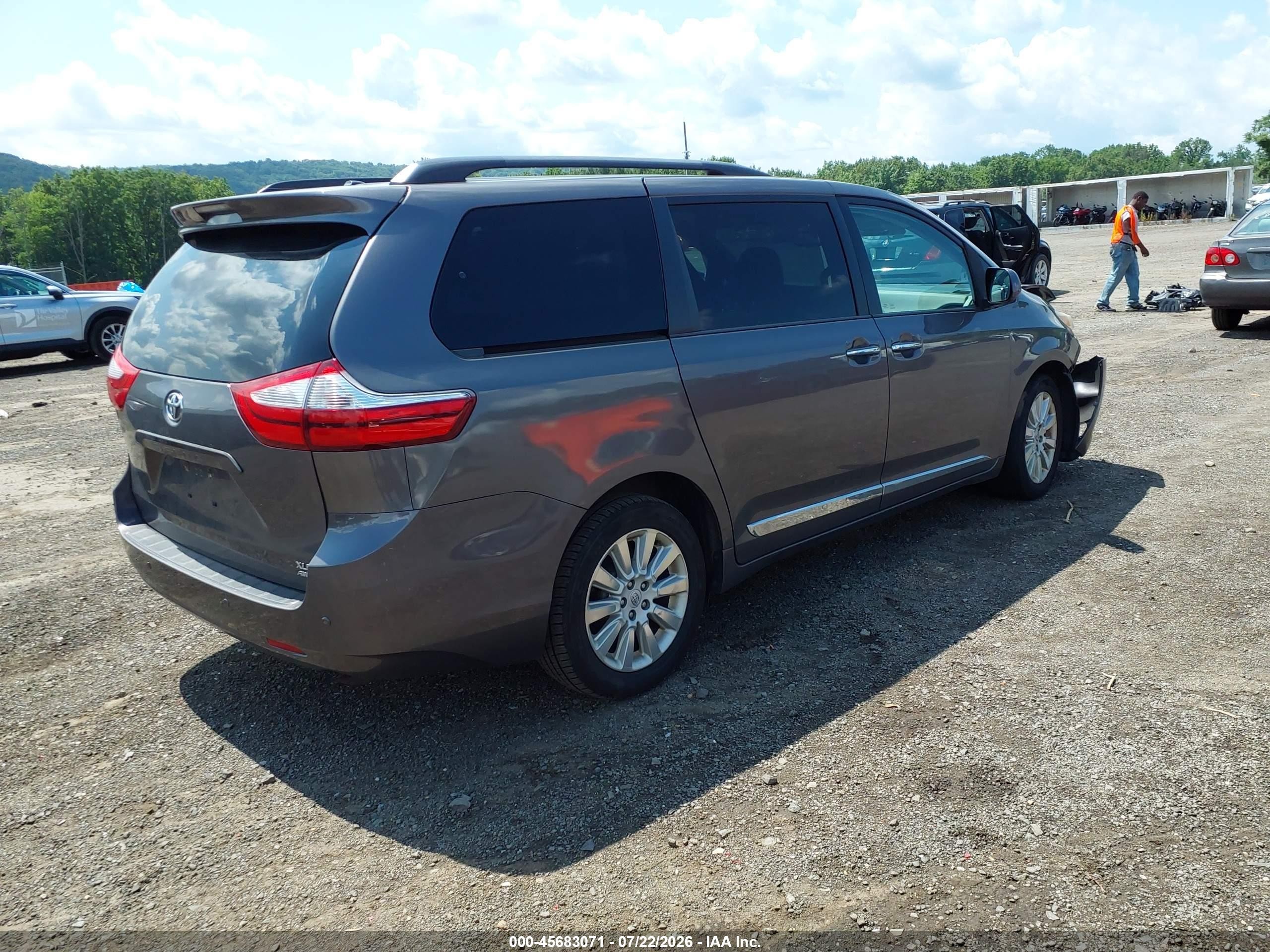 2015 Toyota Sienna Xle Premium 7 Passenger Gray vin: 5TDDK3DC5FS122280