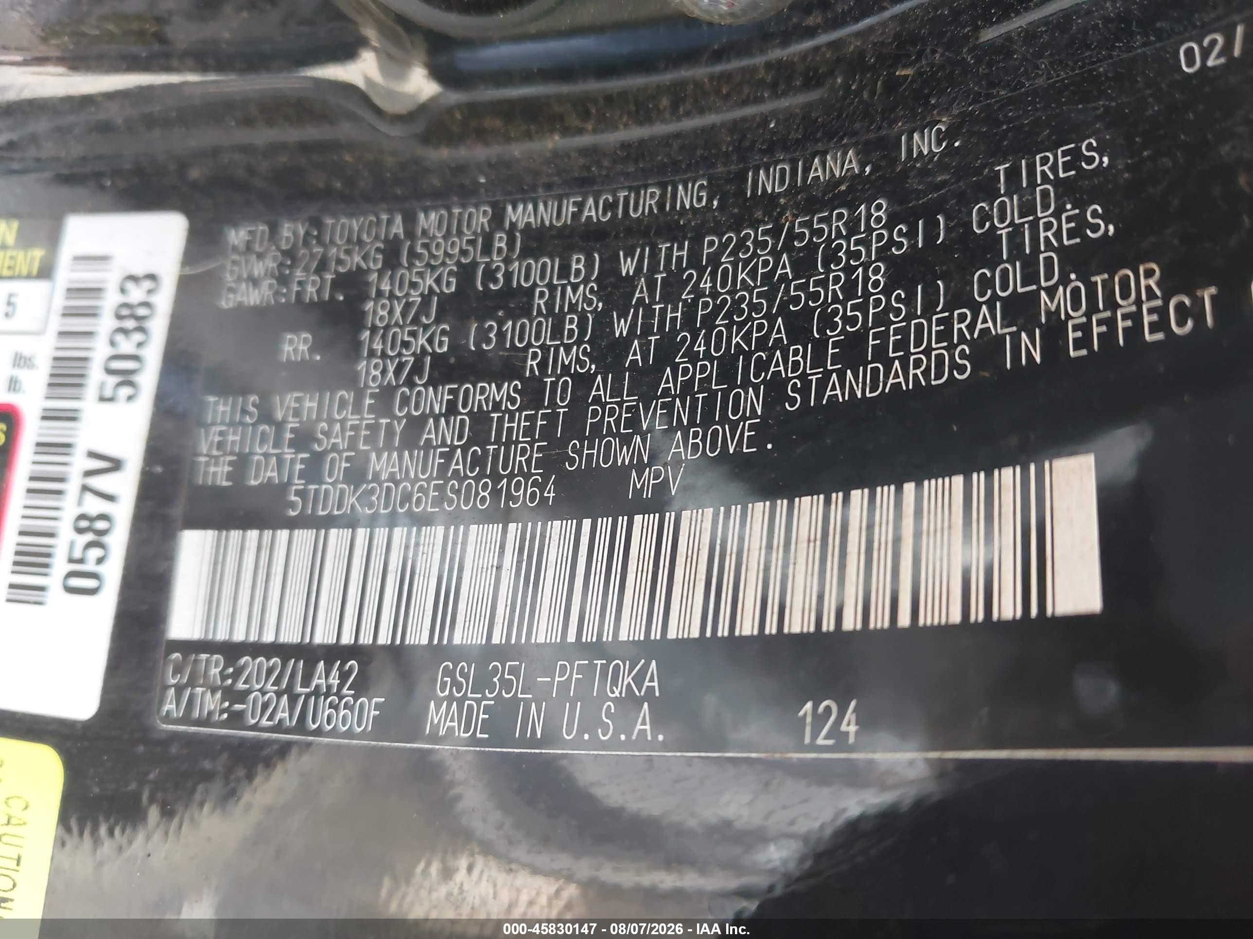 2014 Toyota Sienna Xle/limited Black vin: 5TDDK3DC6ES081964