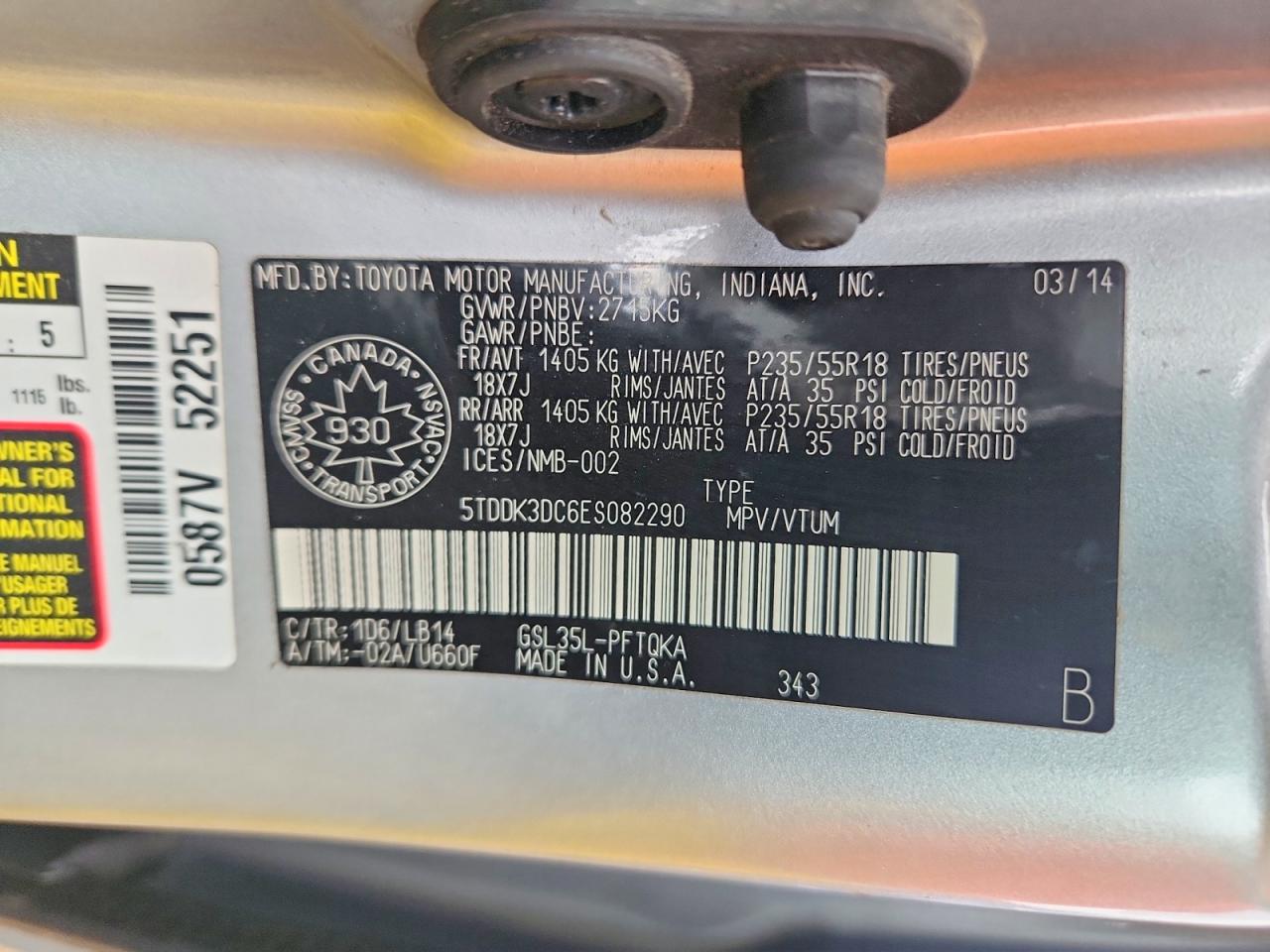 2014 Toyota Sienna Xle 7-passenger Серебряный vin: 5TDDK3DC6ES082290