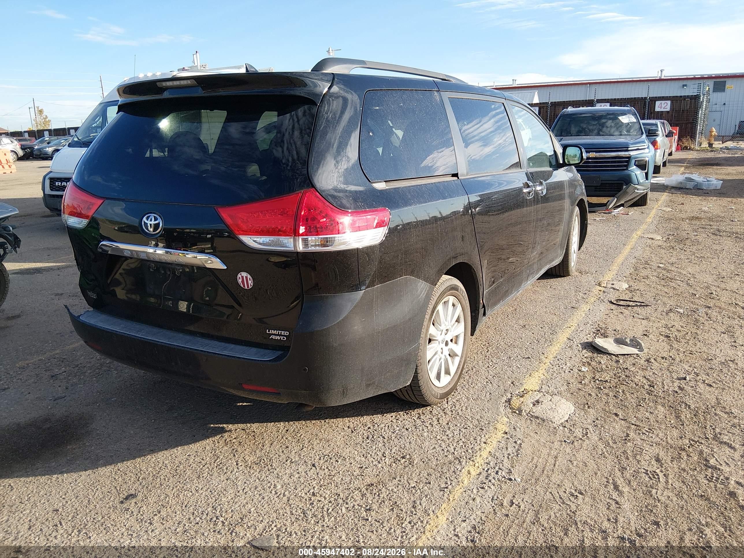 2011 Toyota Sienna Limited Black vin: 5TDDK3DC7BS002894