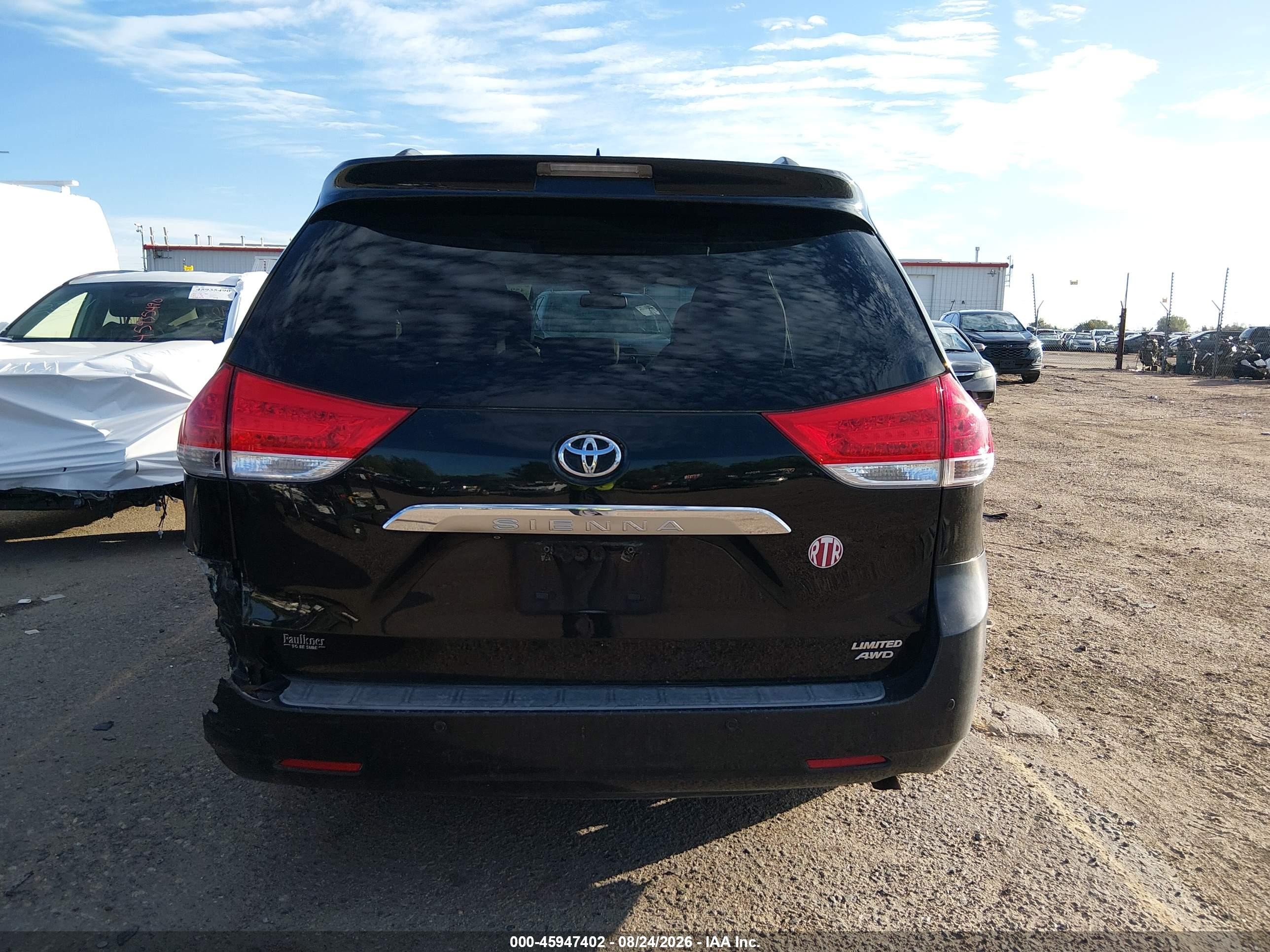 2011 Toyota Sienna Limited Black vin: 5TDDK3DC7BS002894