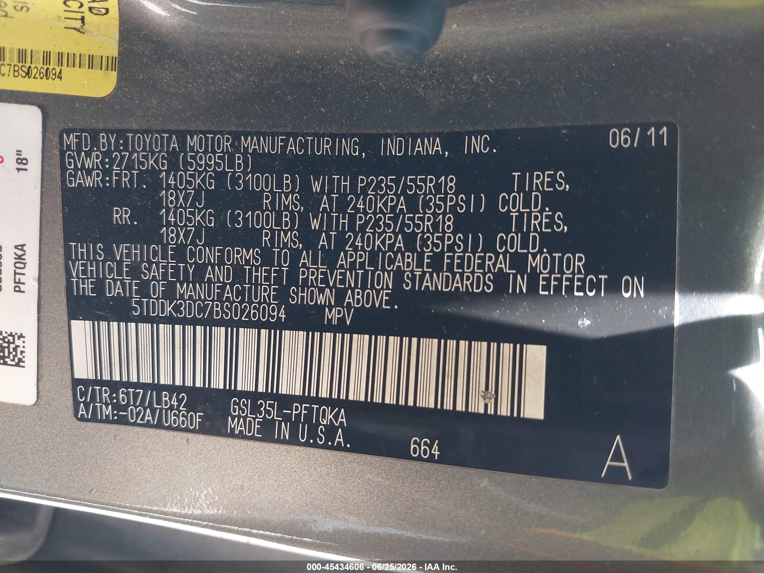 2011 Toyota Sienna Xle Gray vin: 5TDDK3DC7BS026094