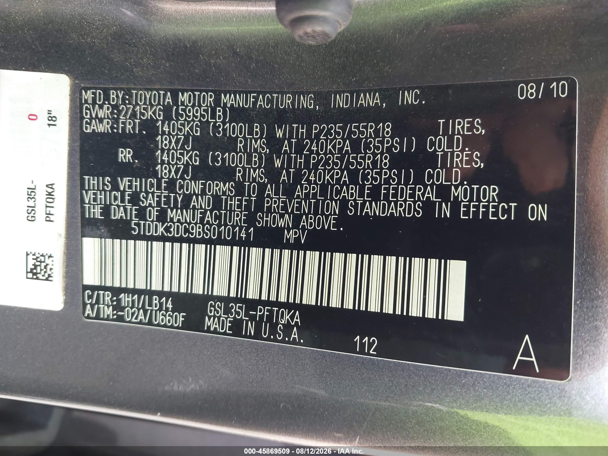 2011 Toyota Sienna Xle Серый vin: 5TDDK3DC9BS010141