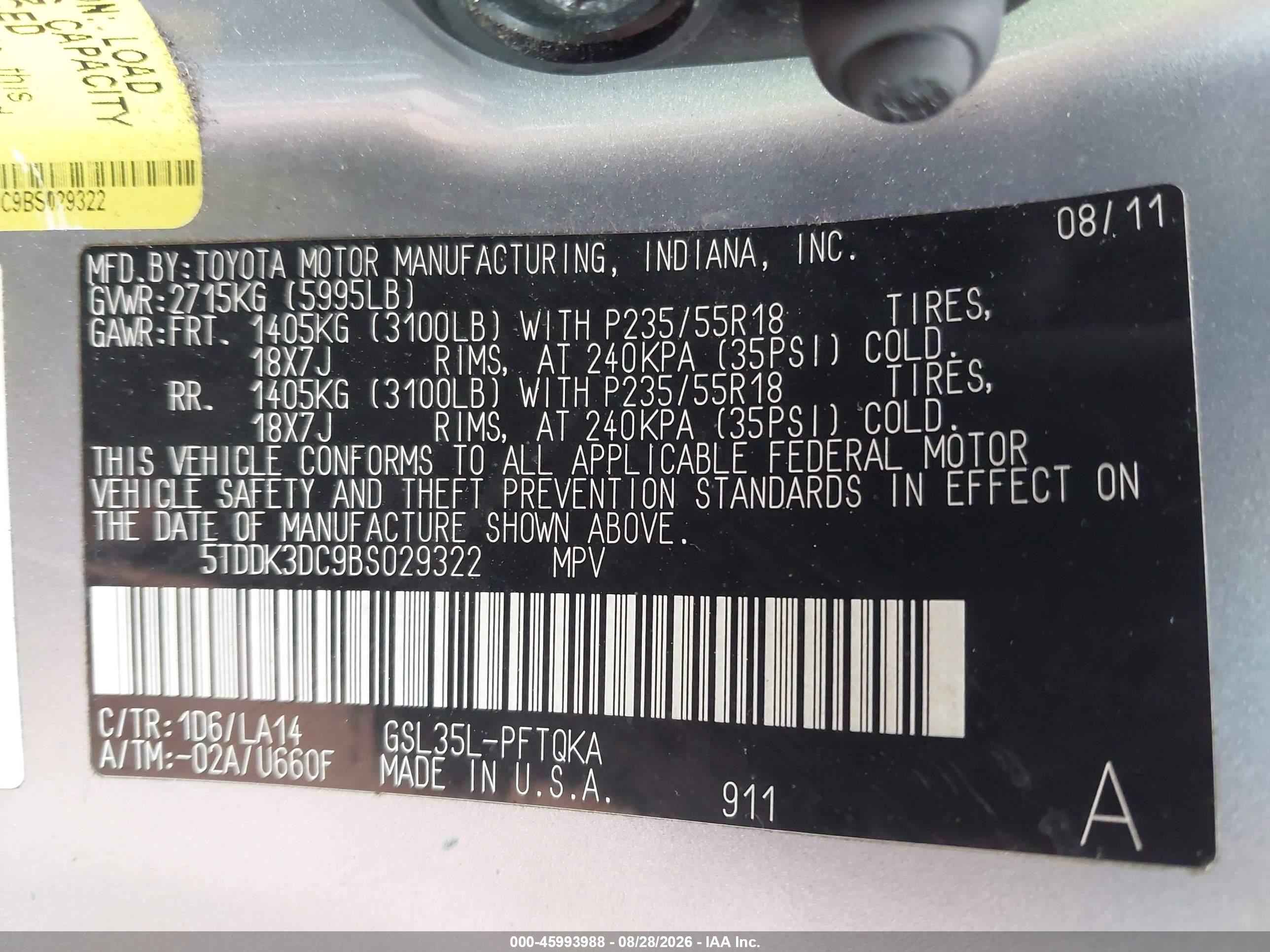2011 Toyota Sienna Limited Silver vin: 5TDDK3DC9BS029322