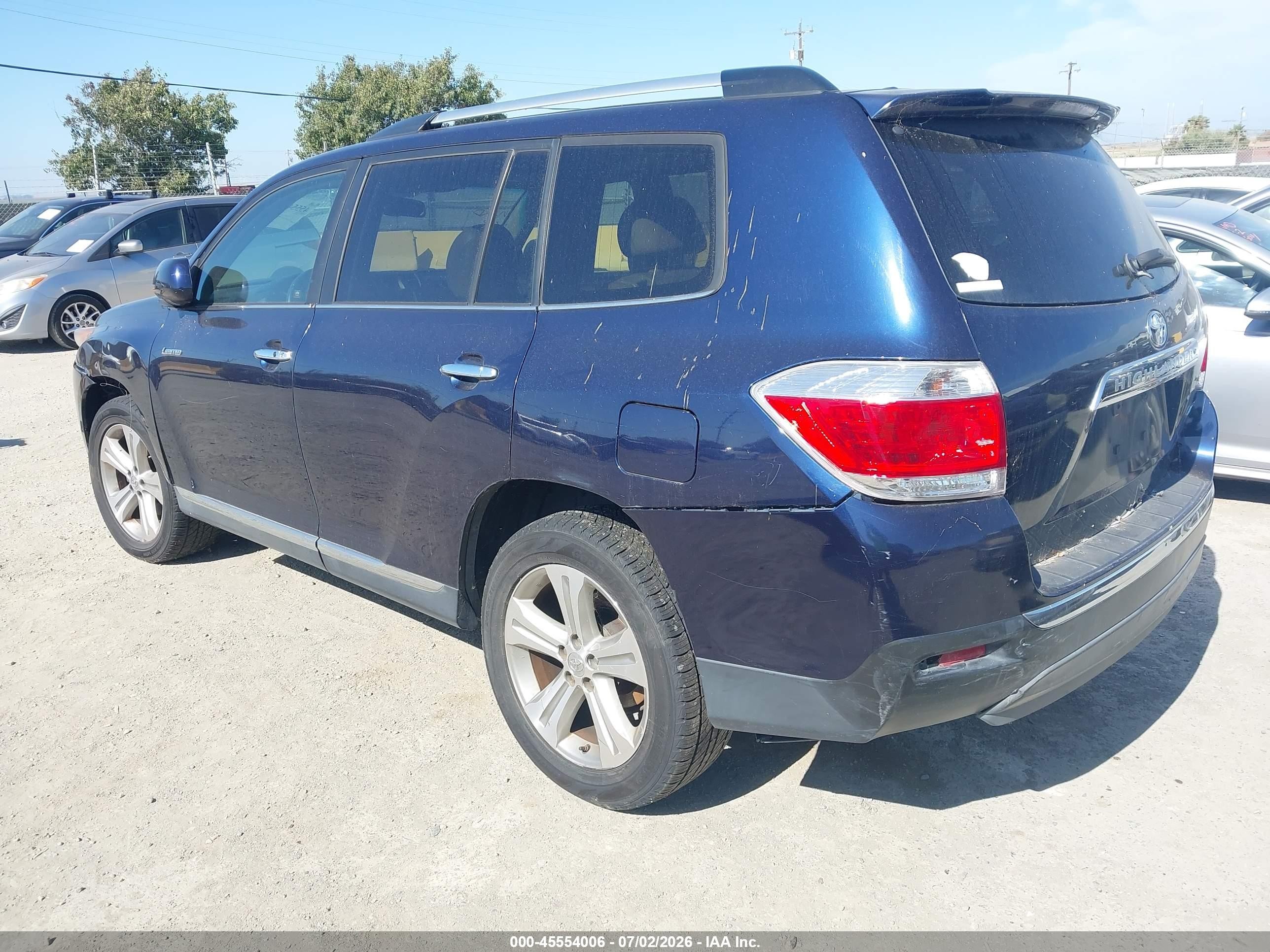 2012 Toyota Highlander Limited V6 Blue vin: 5TDDK3EH0CS130633