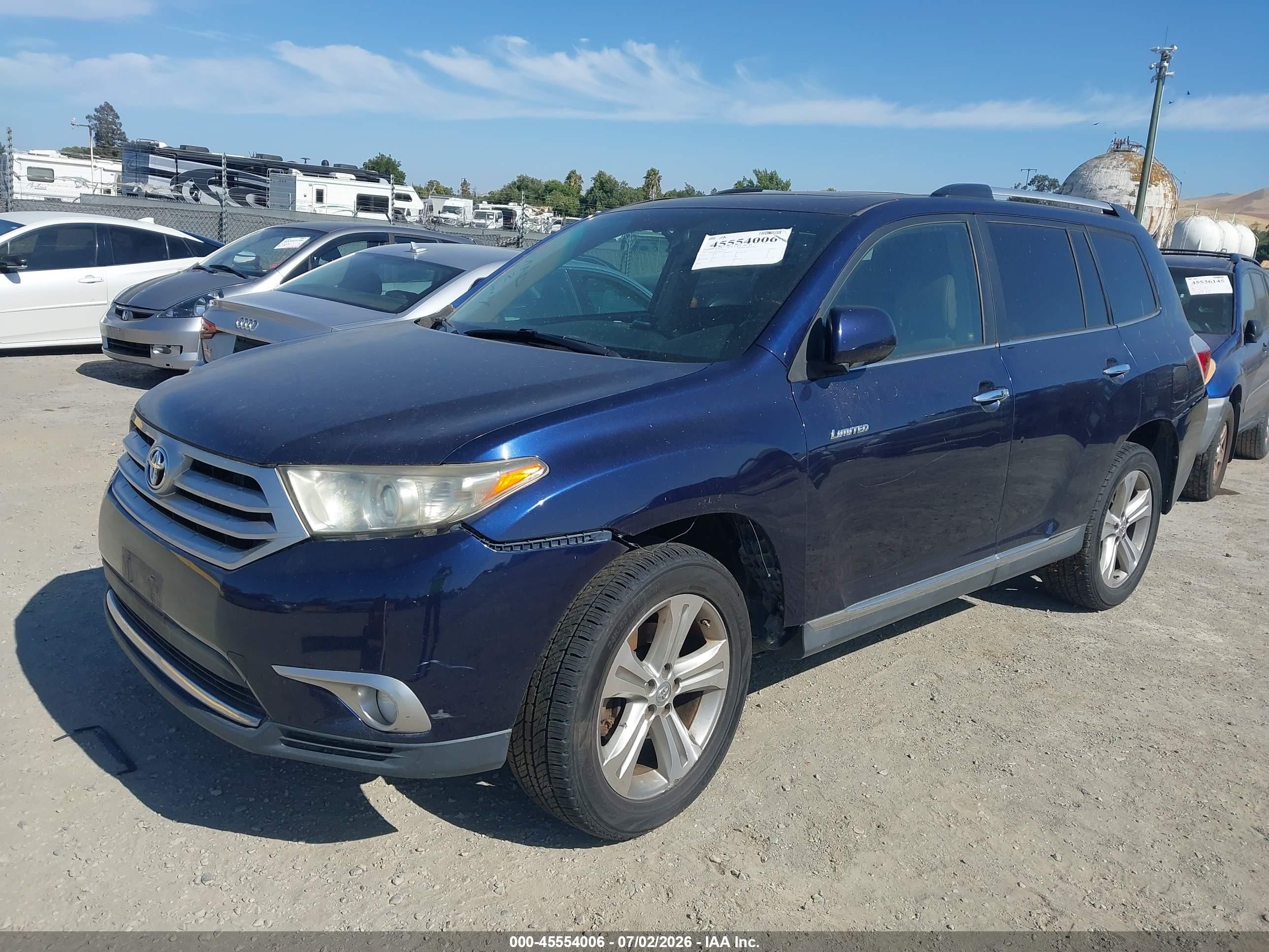 2012 Toyota Highlander Limited V6 Blue vin: 5TDDK3EH0CS130633