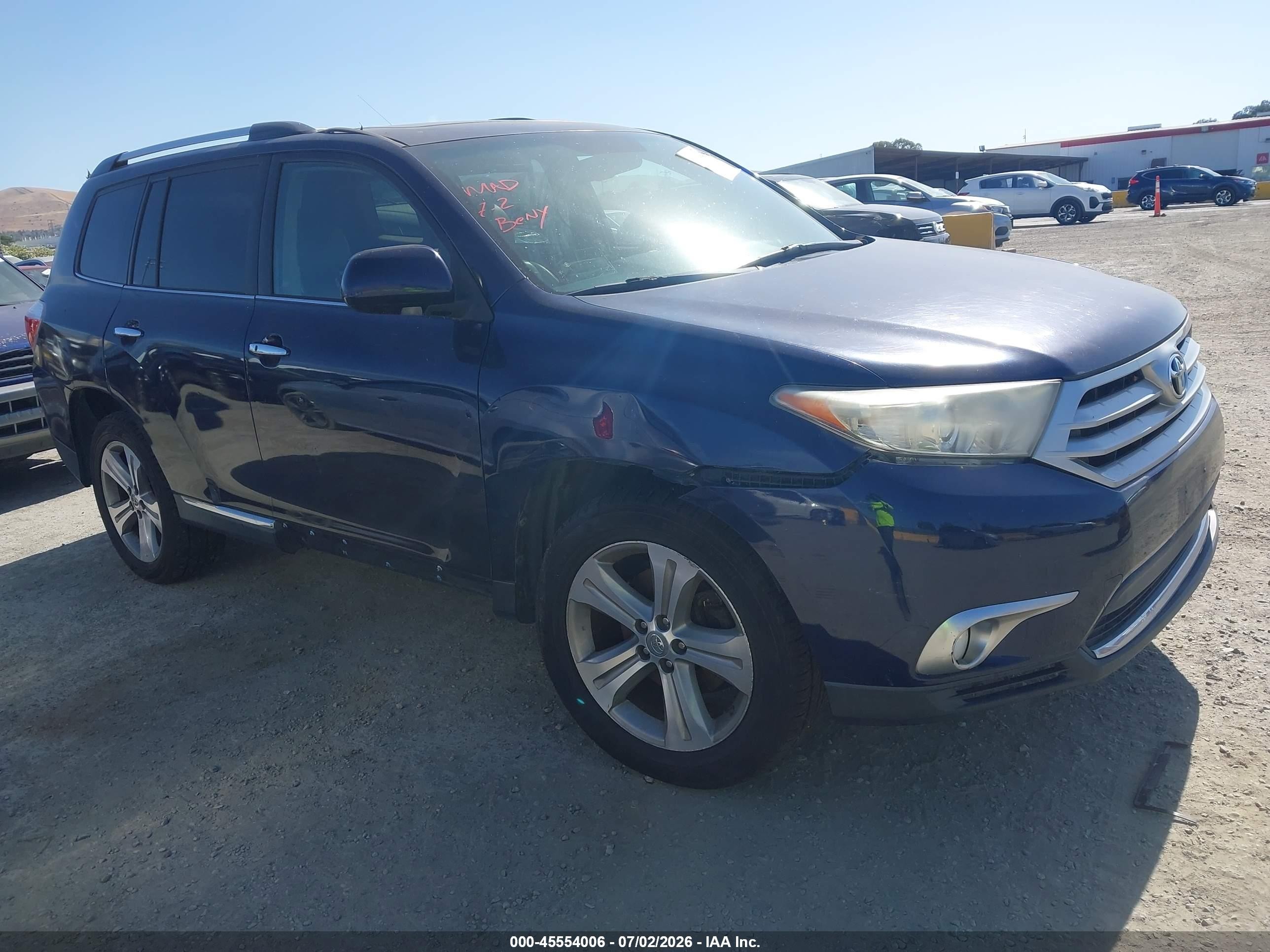 2012 Toyota Highlander Limited V6 Blue vin: 5TDDK3EH0CS130633