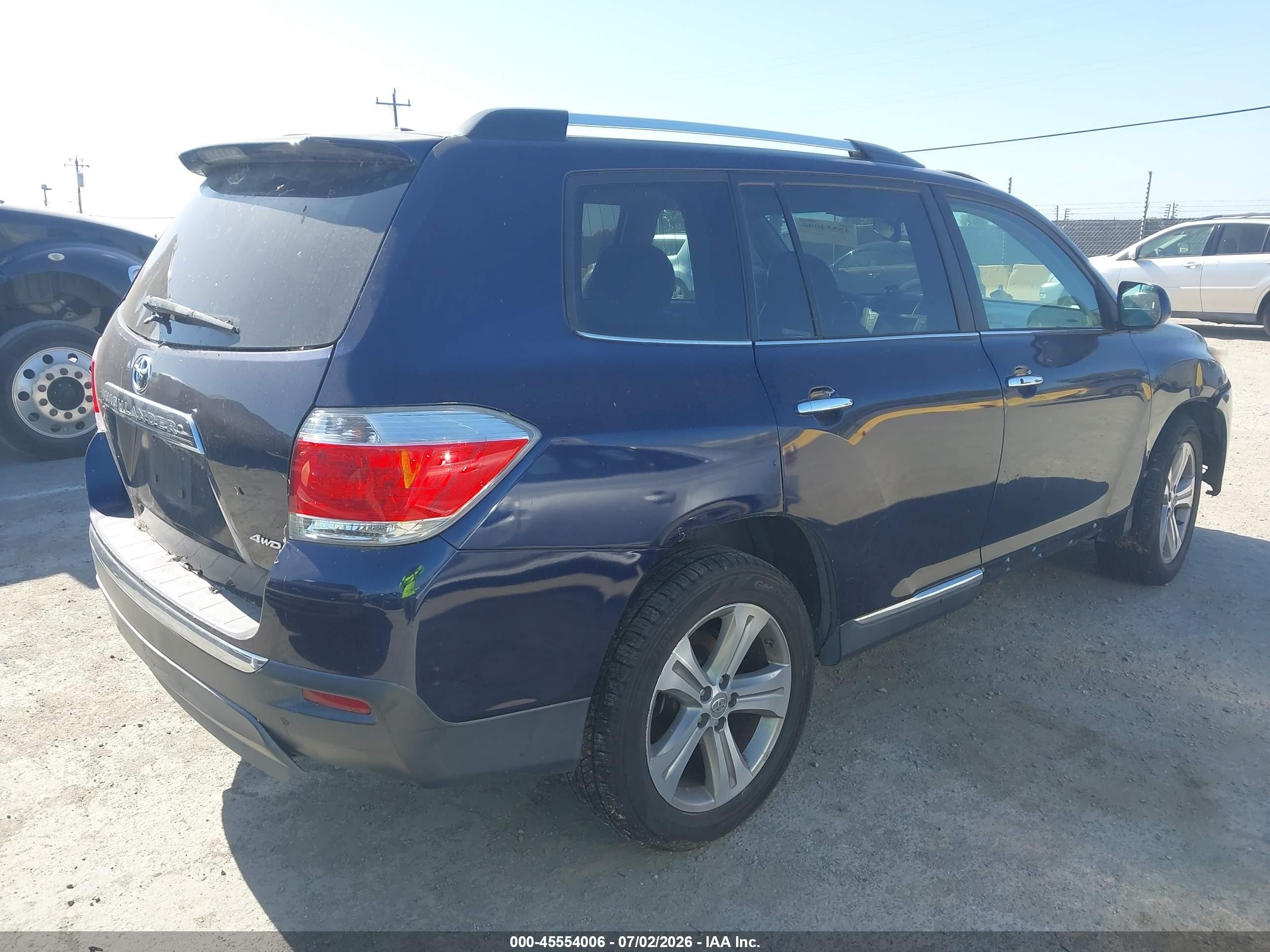 2012 Toyota Highlander Limited V6 Blue vin: 5TDDK3EH0CS130633