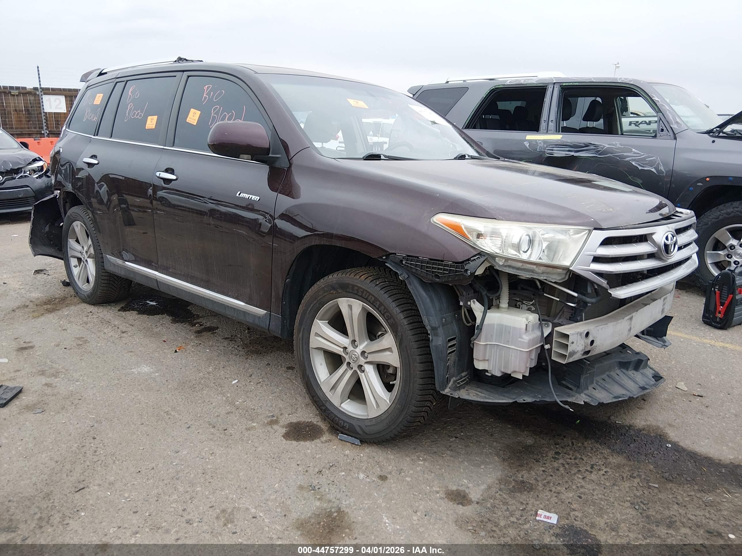 2012 Toyota Highlander Limited V6 Burgundy vin: 5TDDK3EH0CS175037