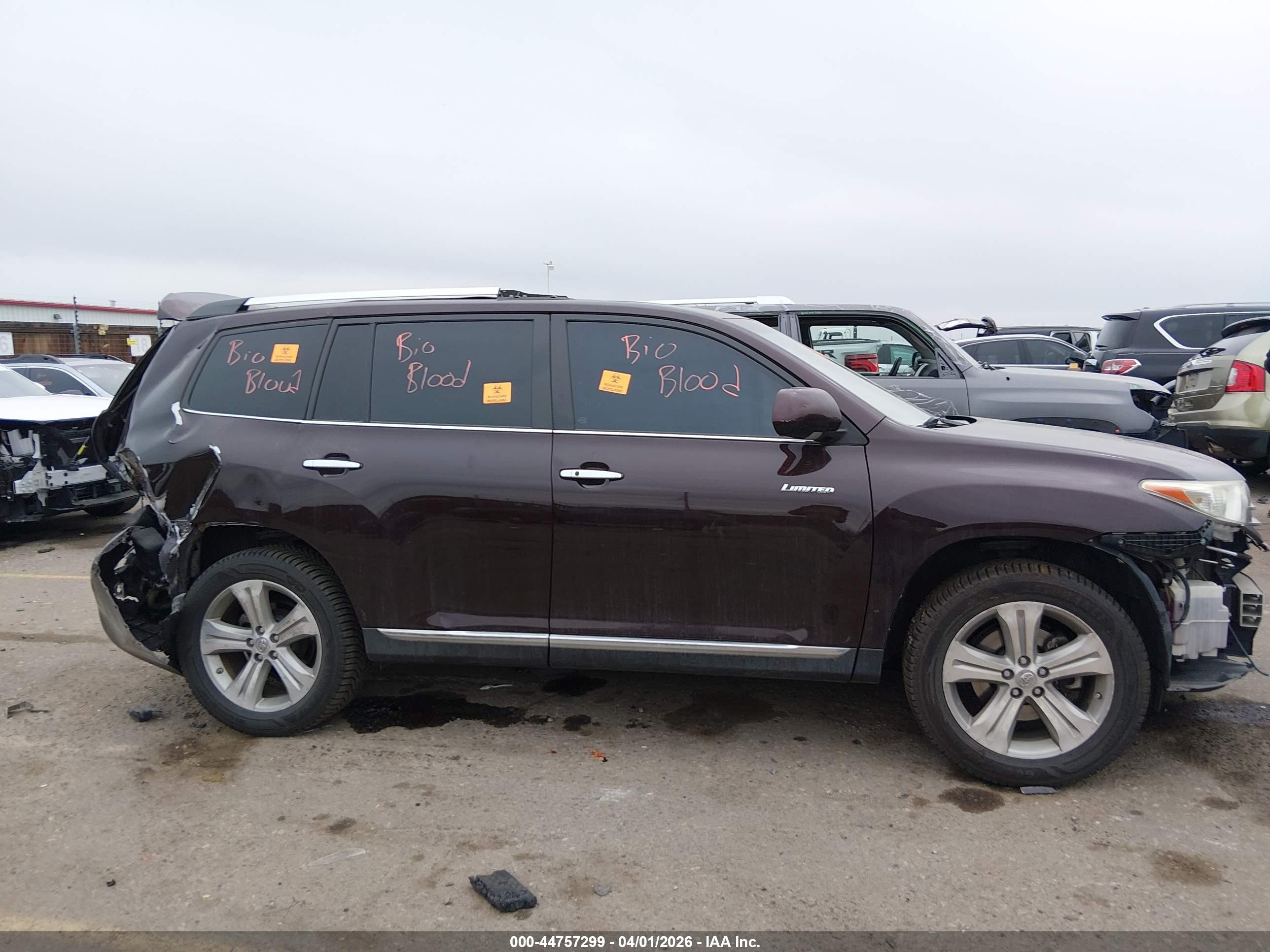 2012 Toyota Highlander Limited V6 Burgundy vin: 5TDDK3EH0CS175037
