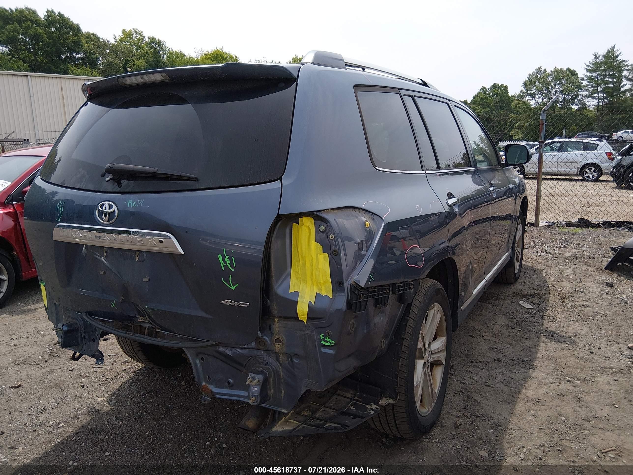 2013 Toyota Highlander Limited V6 Blue vin: 5TDDK3EH0DS192941