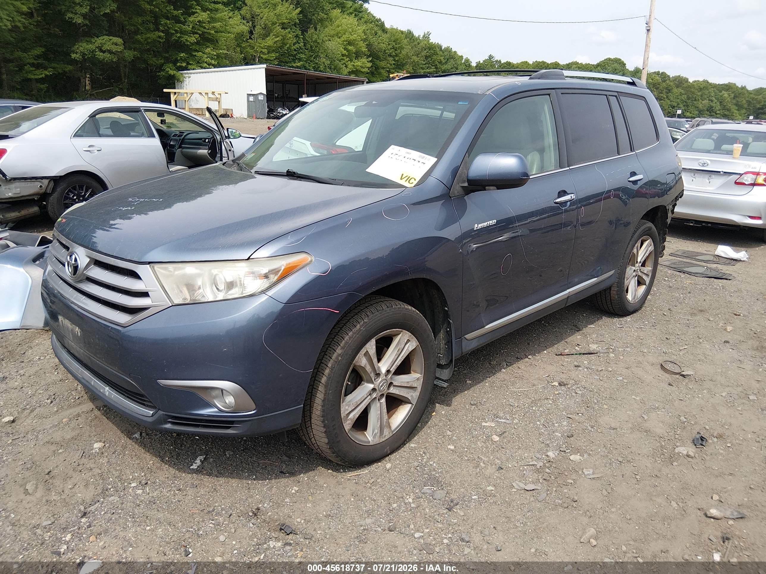 2013 Toyota Highlander Limited V6 Blue vin: 5TDDK3EH0DS192941