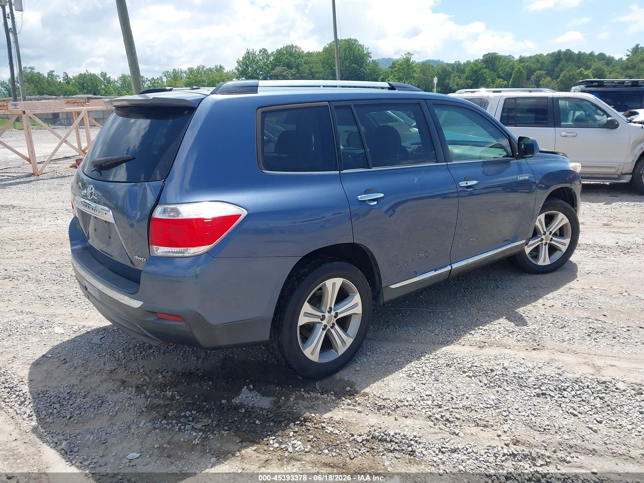 2013 Toyota Highlander Limited V6 Blue vin: 5TDDK3EH0DS208345