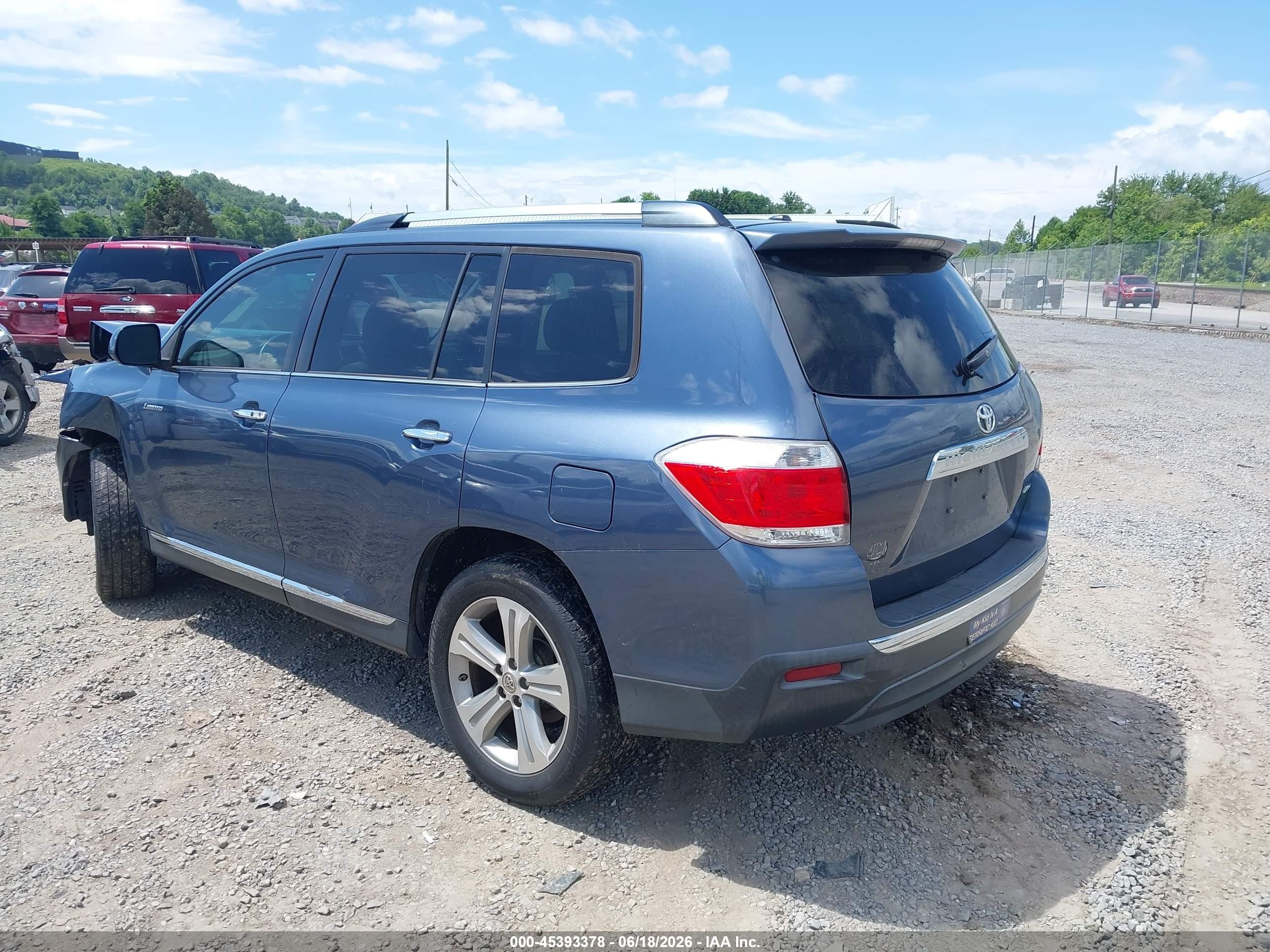 2013 Toyota Highlander Limited V6 Blue vin: 5TDDK3EH0DS208345