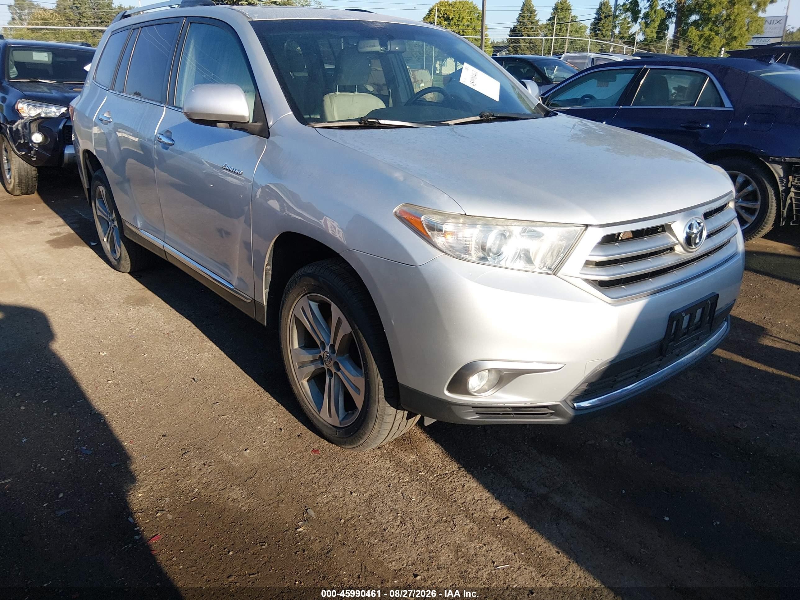 2013 Toyota Highlander Limited V6 Серебряный vin: 5TDDK3EH0DS224237