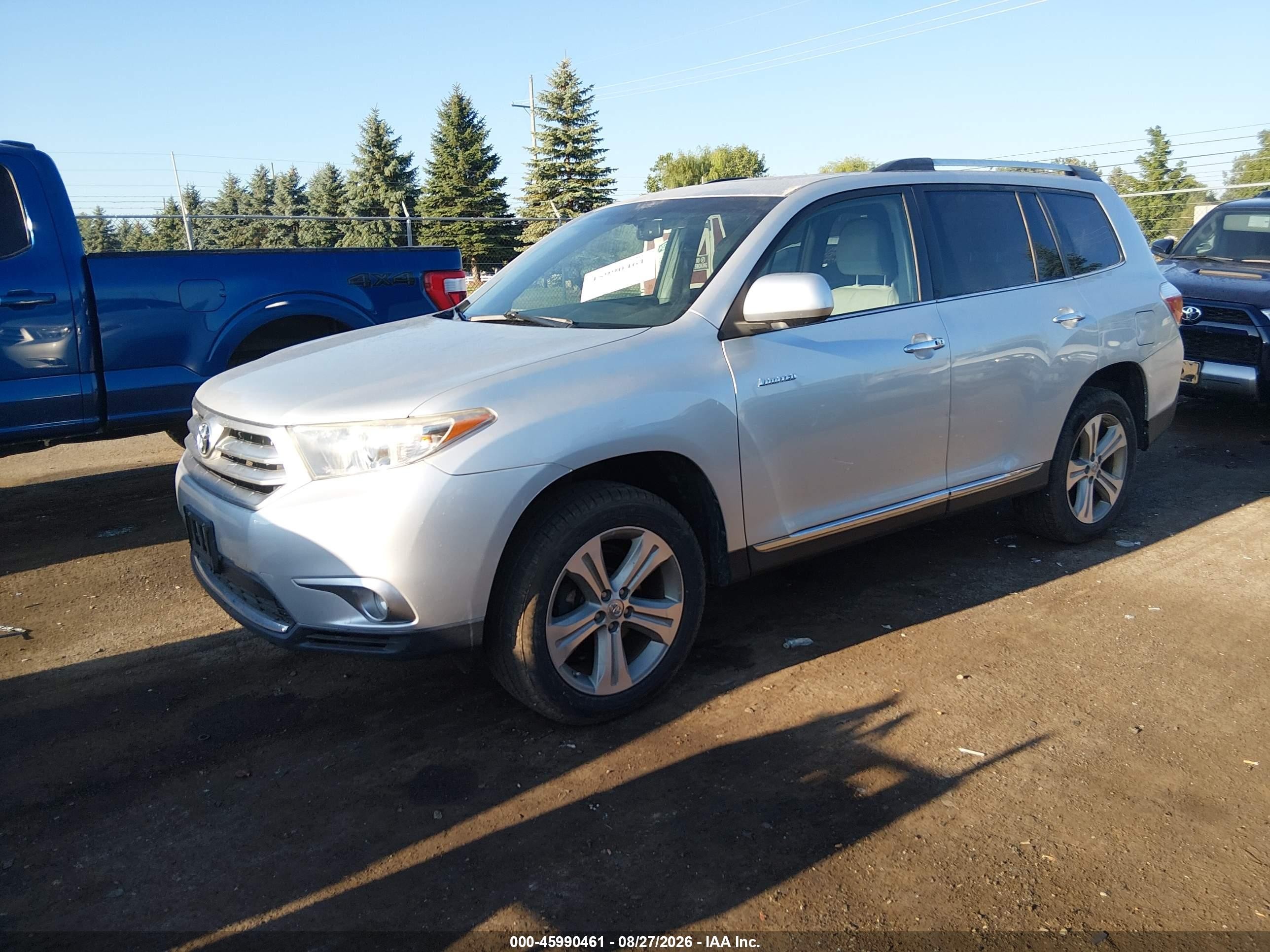 2013 Toyota Highlander Limited V6 Серебряный vin: 5TDDK3EH0DS224237