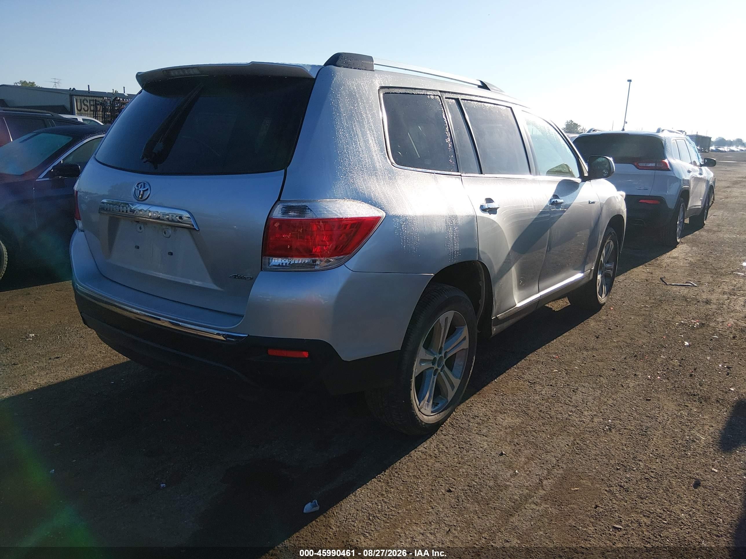 2013 Toyota Highlander Limited V6 Серебряный vin: 5TDDK3EH0DS224237