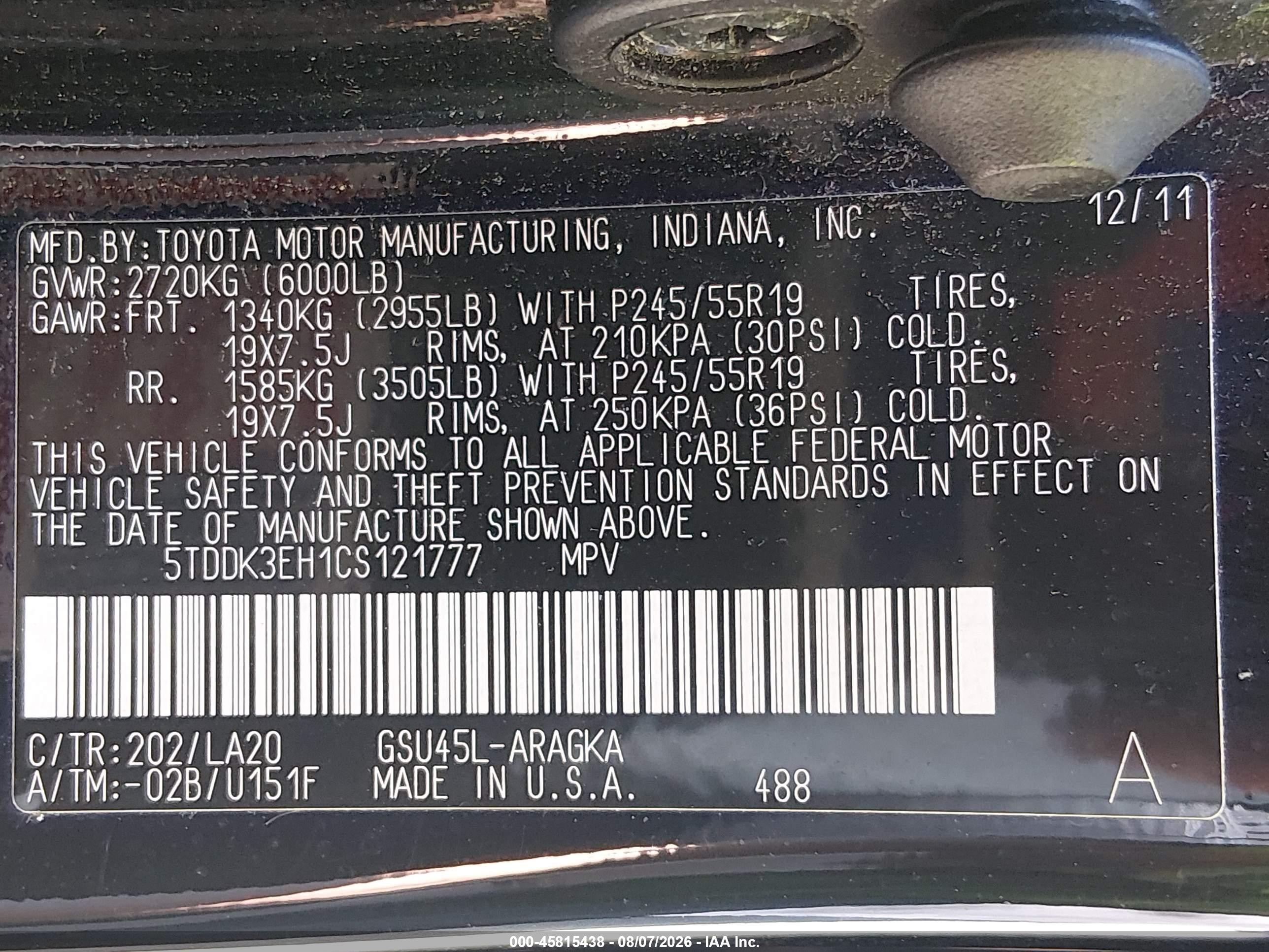 2012 Toyota Highlander Limited V6 Black vin: 5TDDK3EH1CS121777