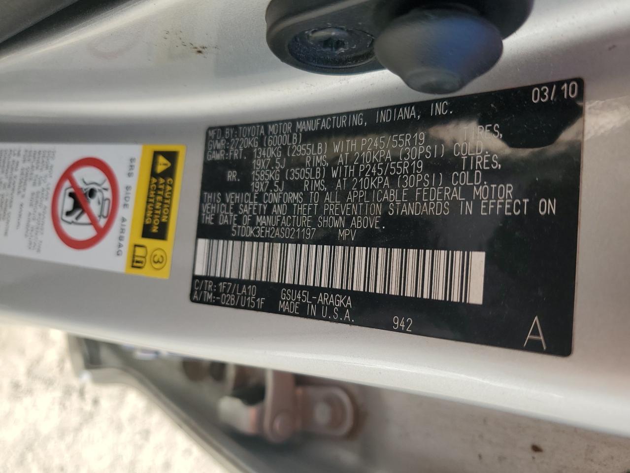 2010 Toyota Highlander Limited Серебряный vin: 5TDDK3EH2AS021197