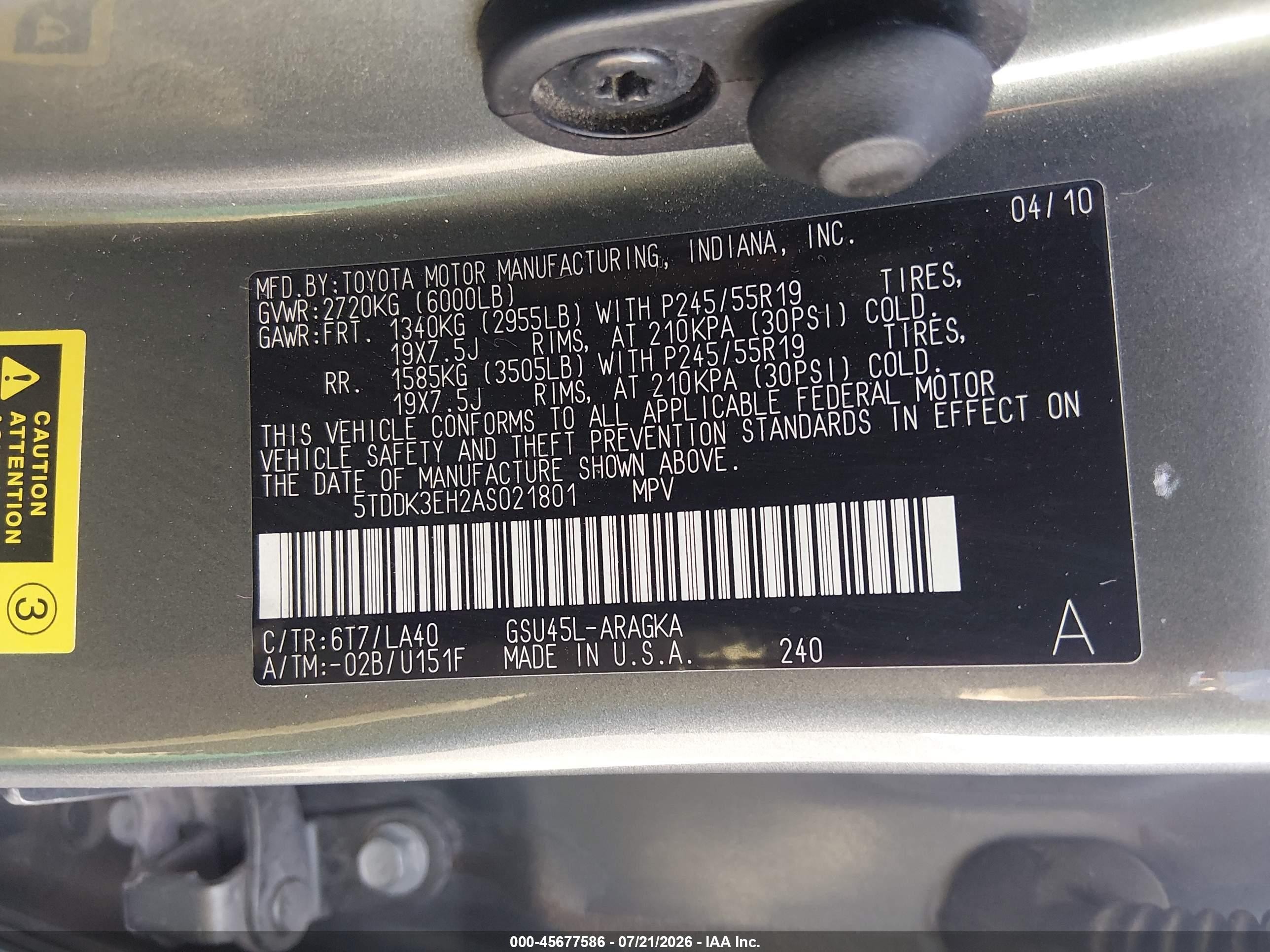 2010 Toyota Highlander Limited V6 Green vin: 5TDDK3EH2AS021801