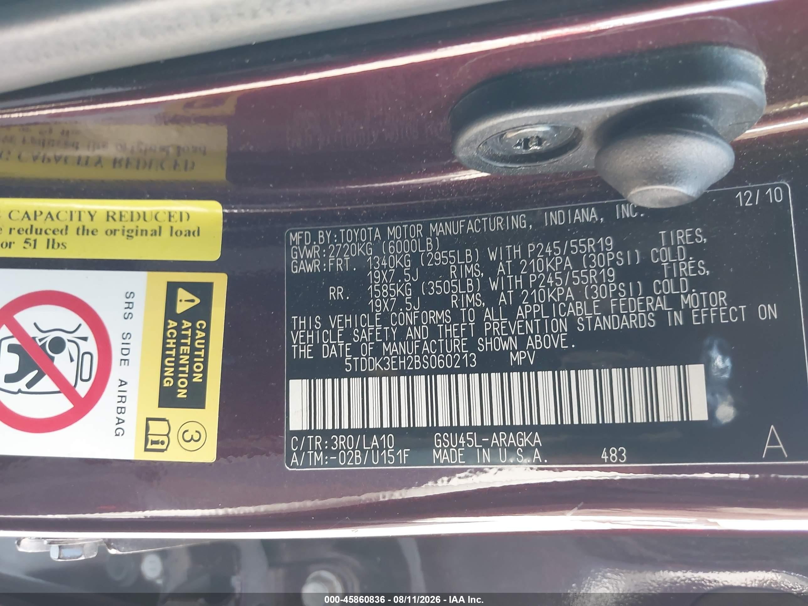 2011 Toyota Highlander Limited V6 Maroon vin: 5TDDK3EH2BS060213