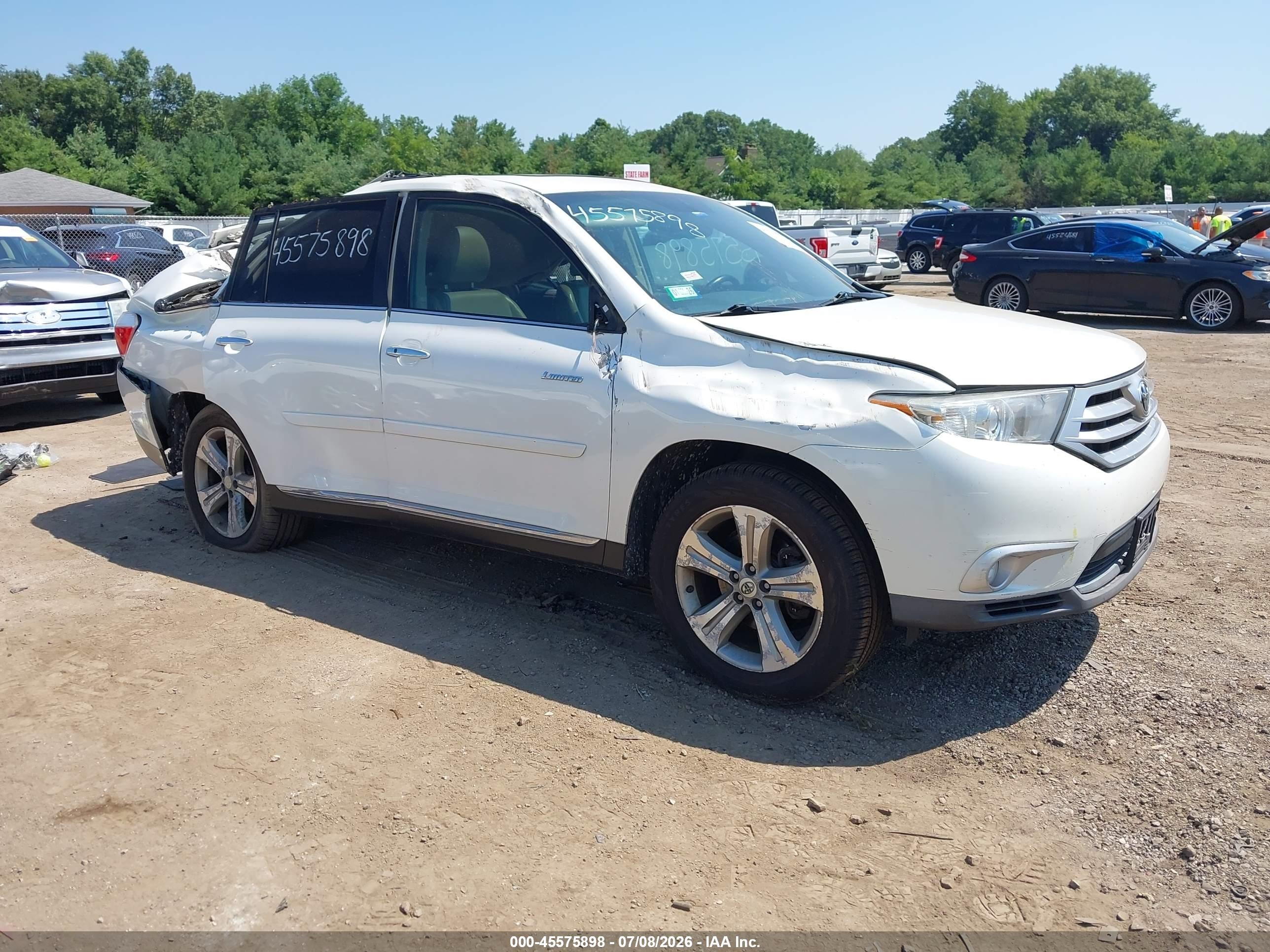 2013 Toyota Highlander Limited V6 White vin: 5TDDK3EH2DS179611