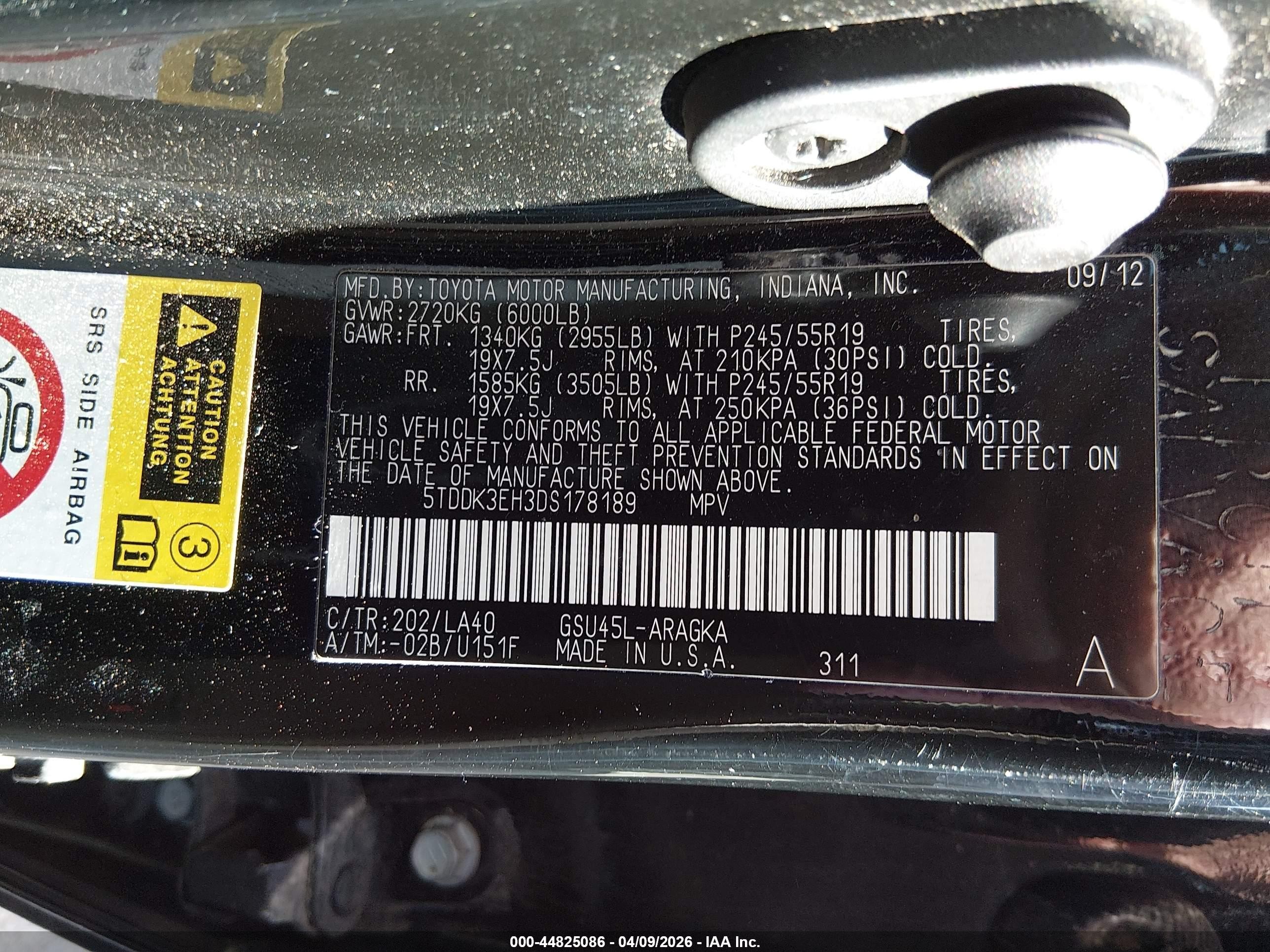 2013 Toyota Highlander Limited V6 Black vin: 5TDDK3EH3DS178189