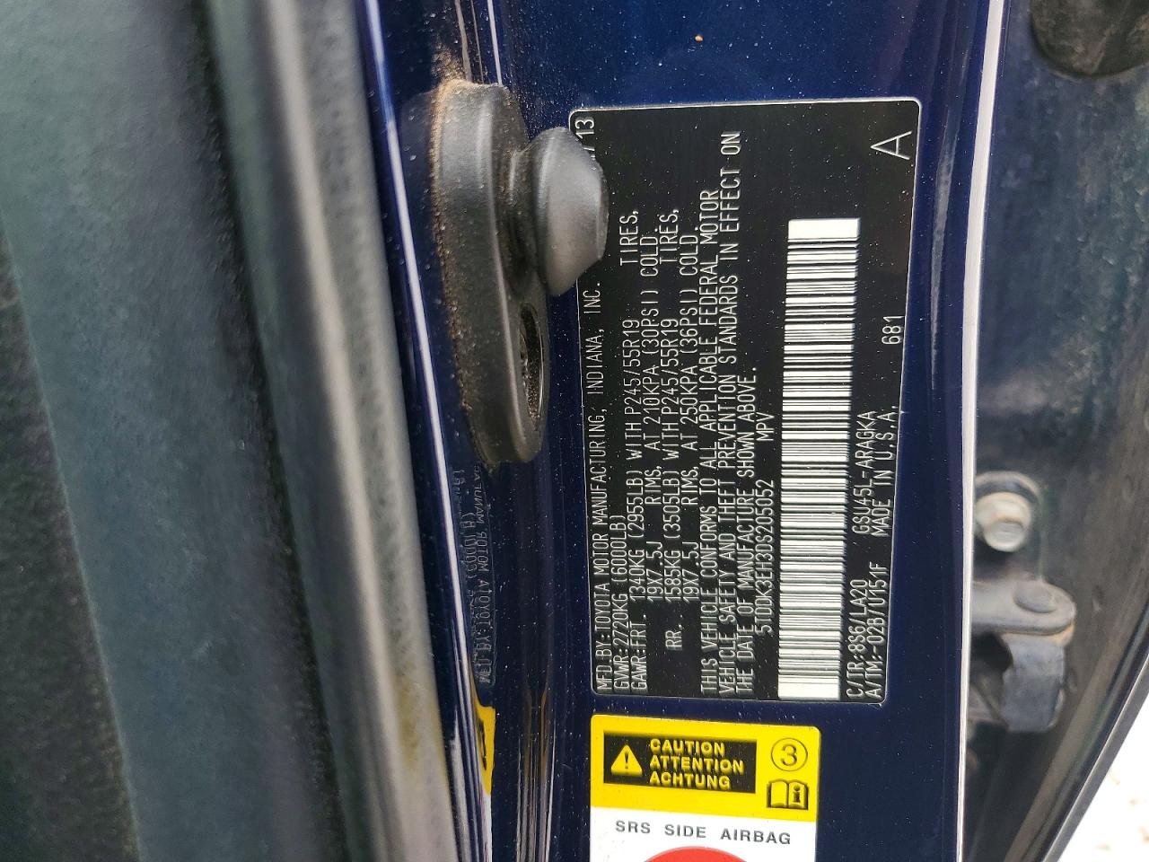 2013 Toyota Highlander Limited Blue vin: 5TDDK3EH3DS205052