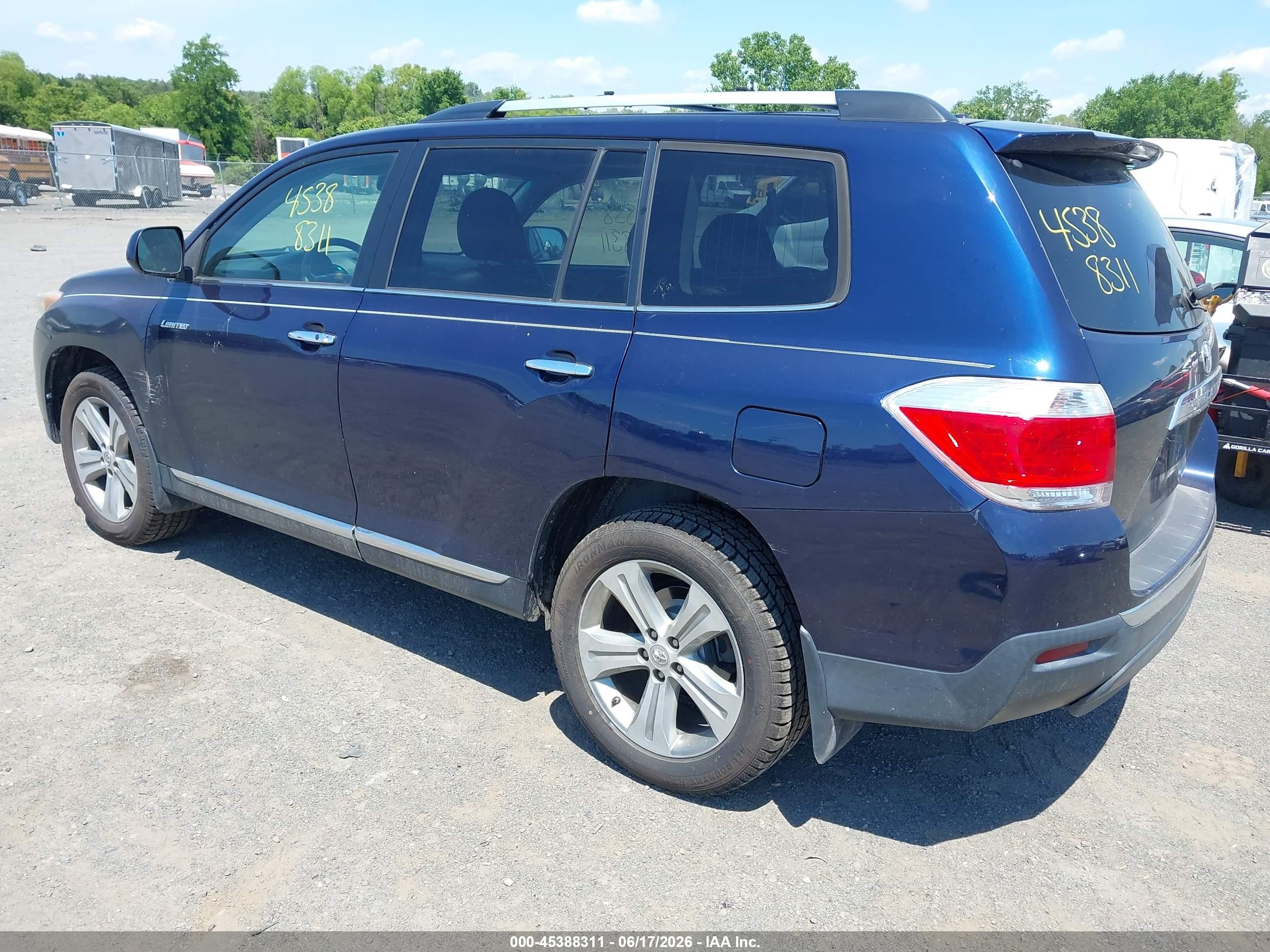 2013 Toyota Highlander Limited V6 Синий vin: 5TDDK3EH3DS220893