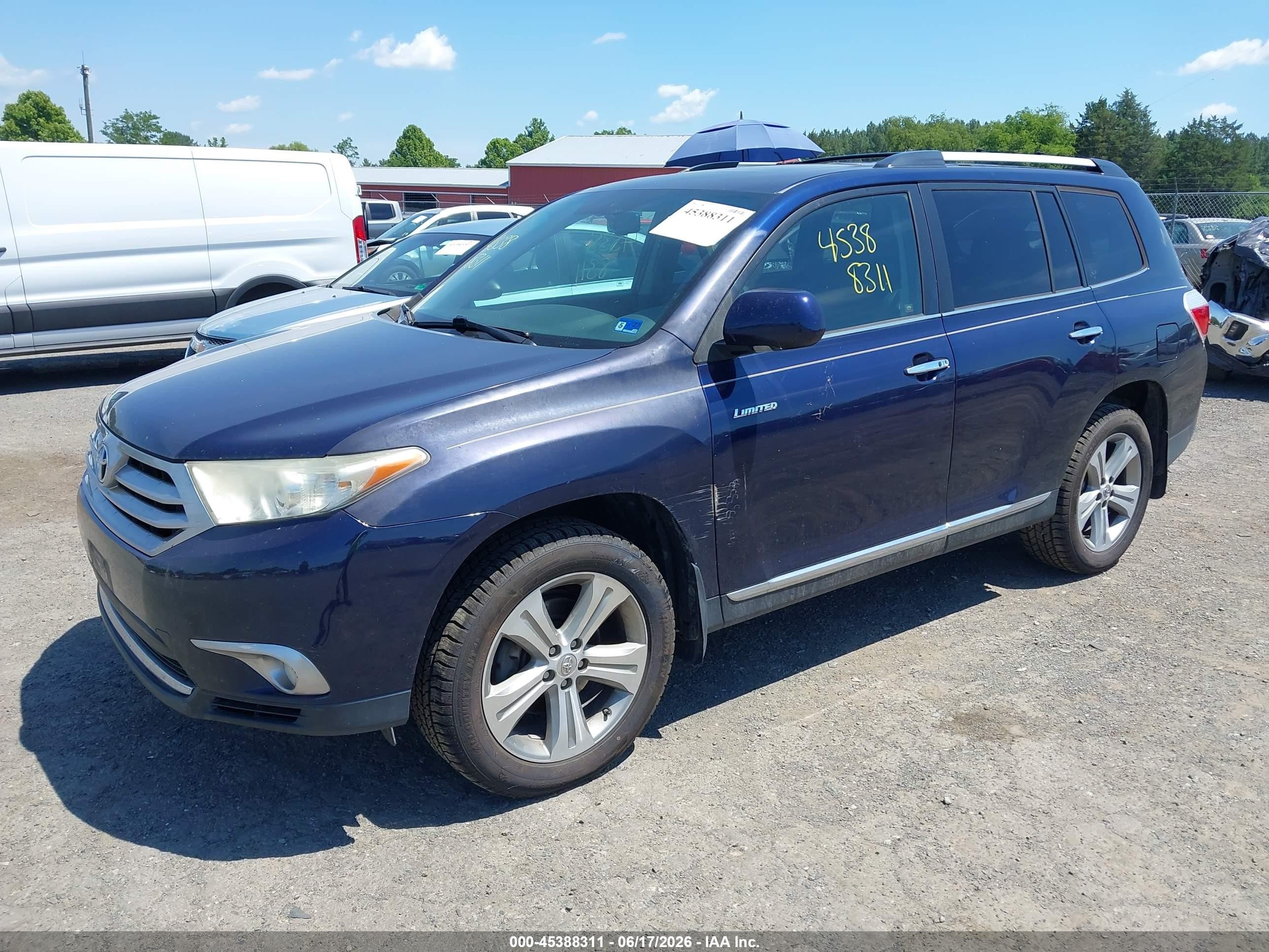 2013 Toyota Highlander Limited V6 Синий vin: 5TDDK3EH3DS220893
