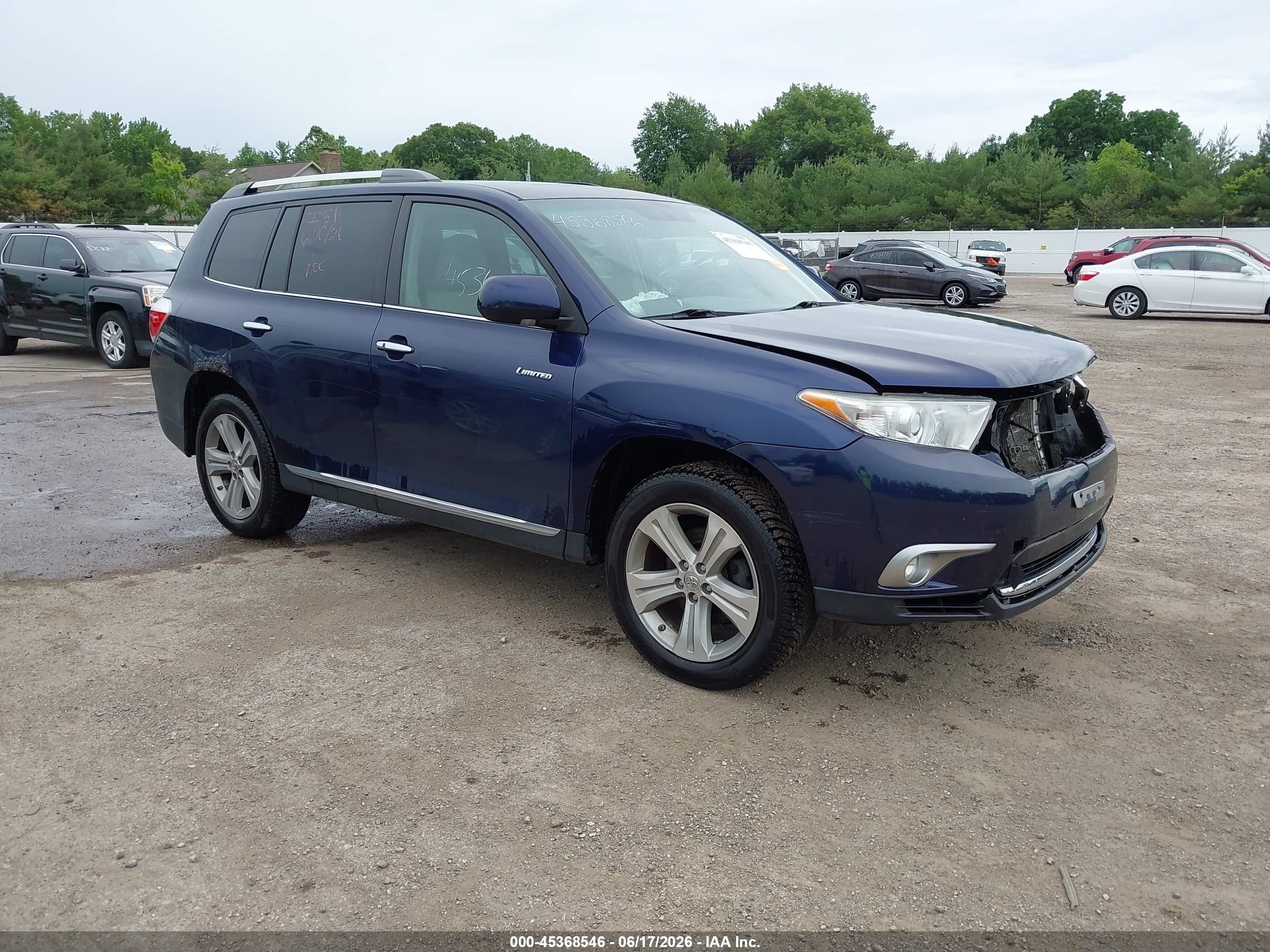 2013 Toyota Highlander Limited V6 Blue vin: 5TDDK3EH3DS227763