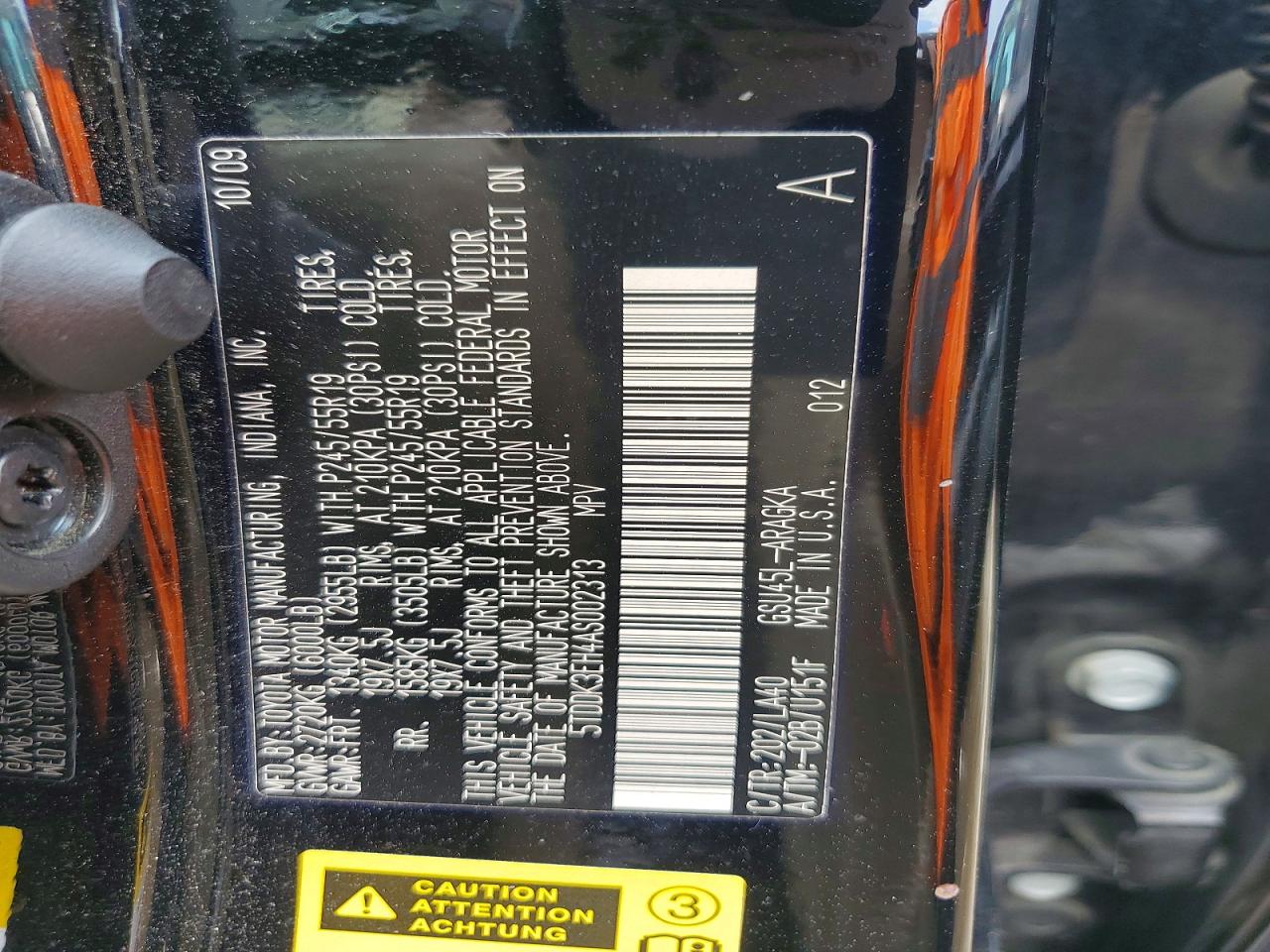 2010 Toyota Highlander Limited Black vin: 5TDDK3EH4AS002313