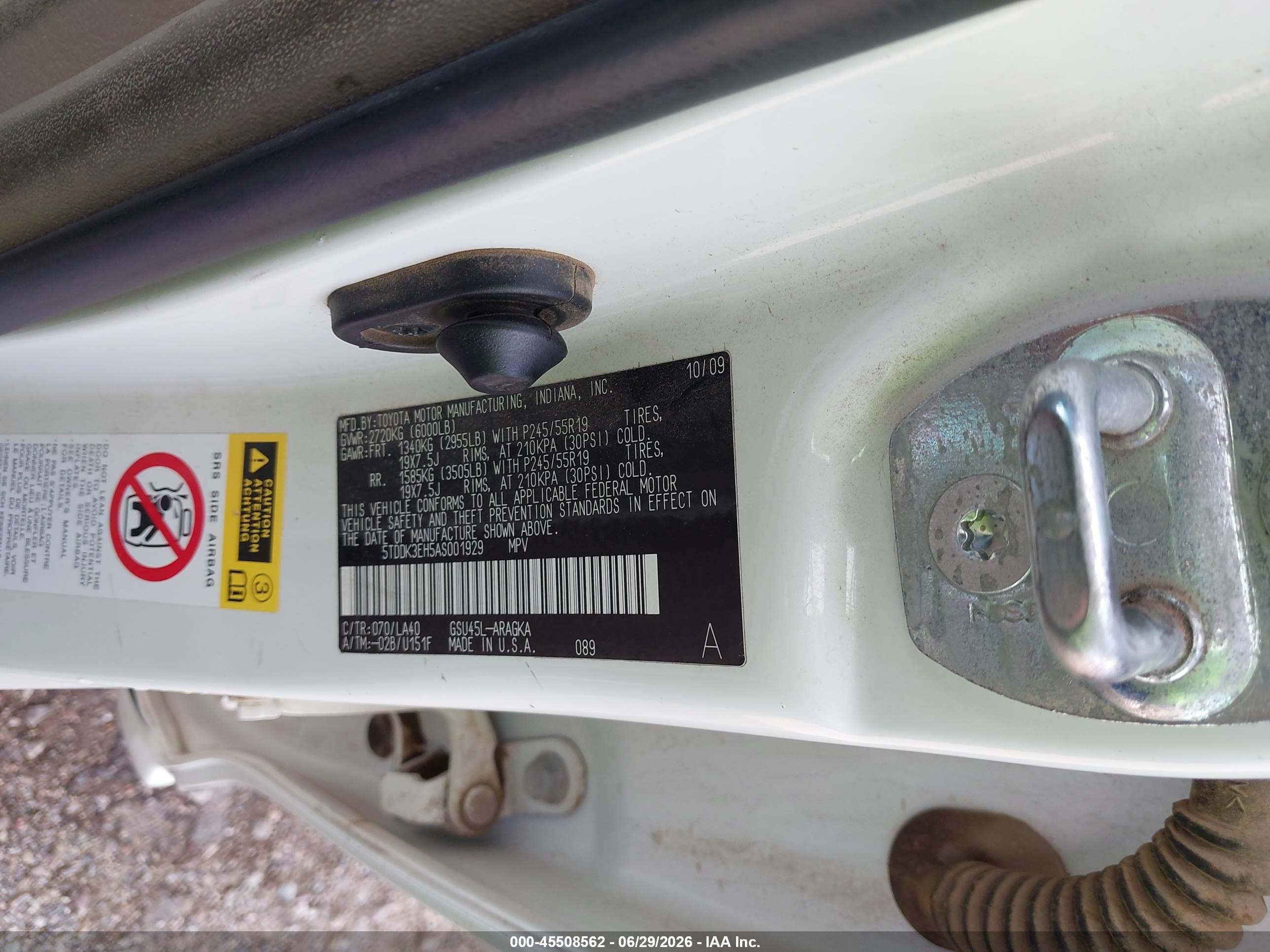 2010 Toyota Highlander Limited V6 White vin: 5TDDK3EH5AS001929